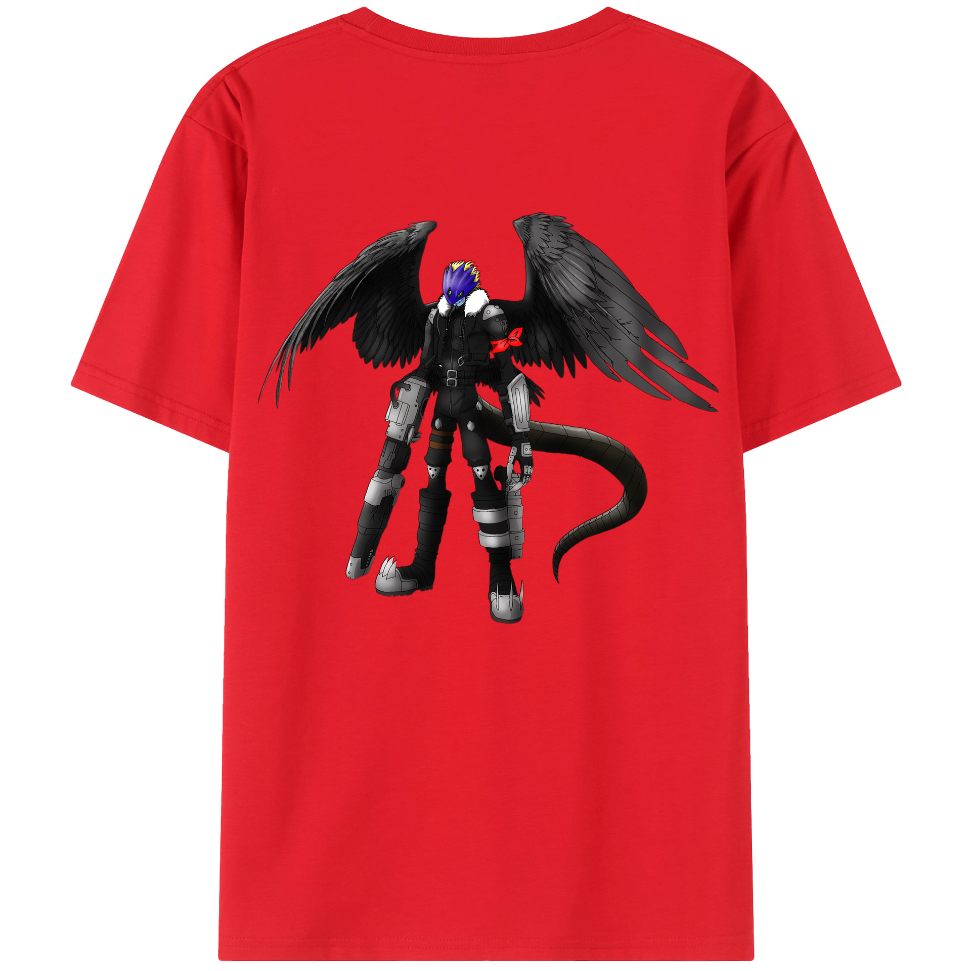 （画像用） Digimon デジタルモンスター/デジモン 綿100％ メンズ半袖Tシャツ（バックプリント） 通気性