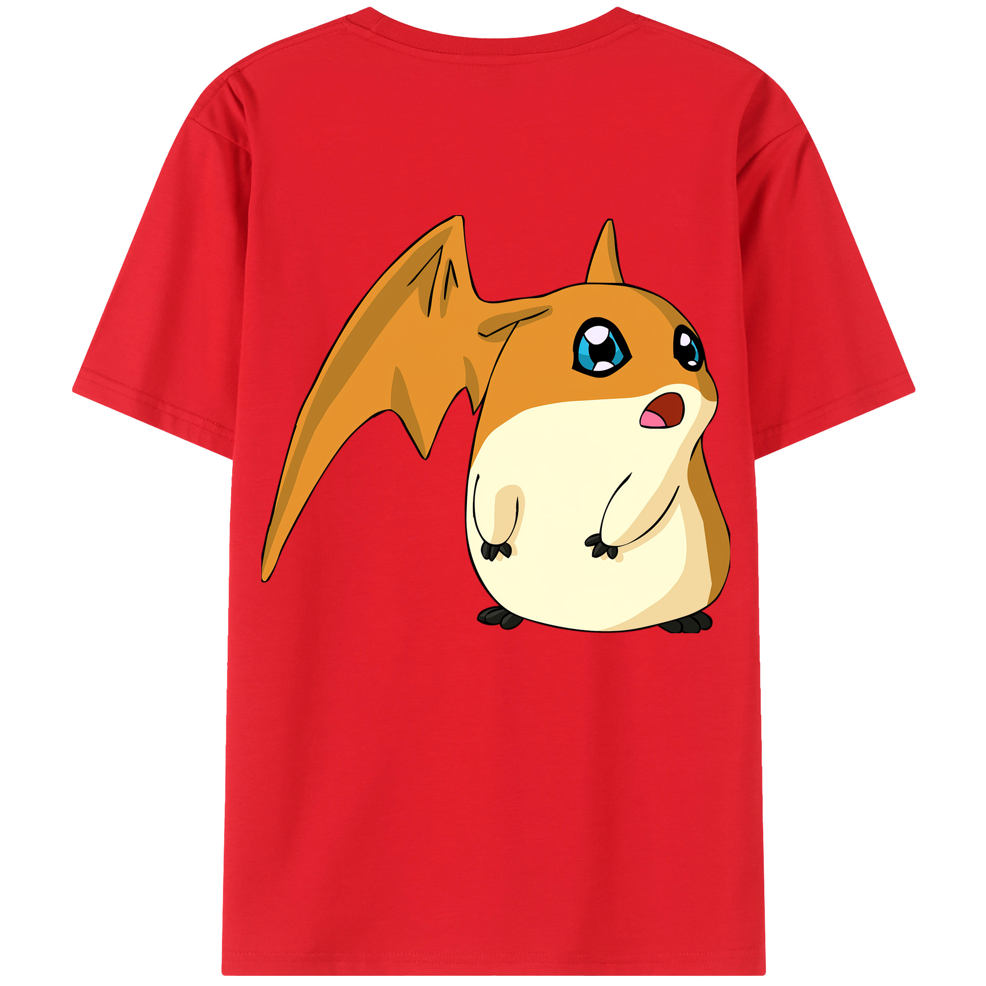 （画像用） Digimon デジタルモンスター/デジモン 綿100％ メンズ半袖Tシャツ（バックプリント） 通気性
