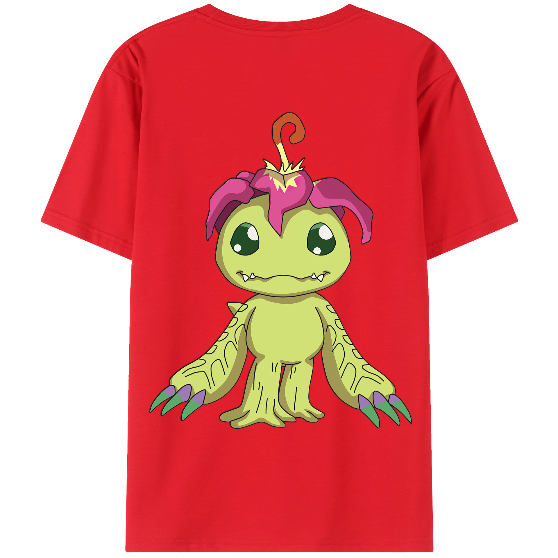 （画像用） Digimon デジタルモンスター/デジモン 綿100％ メンズ半袖Tシャツ（バックプリント） 通気性