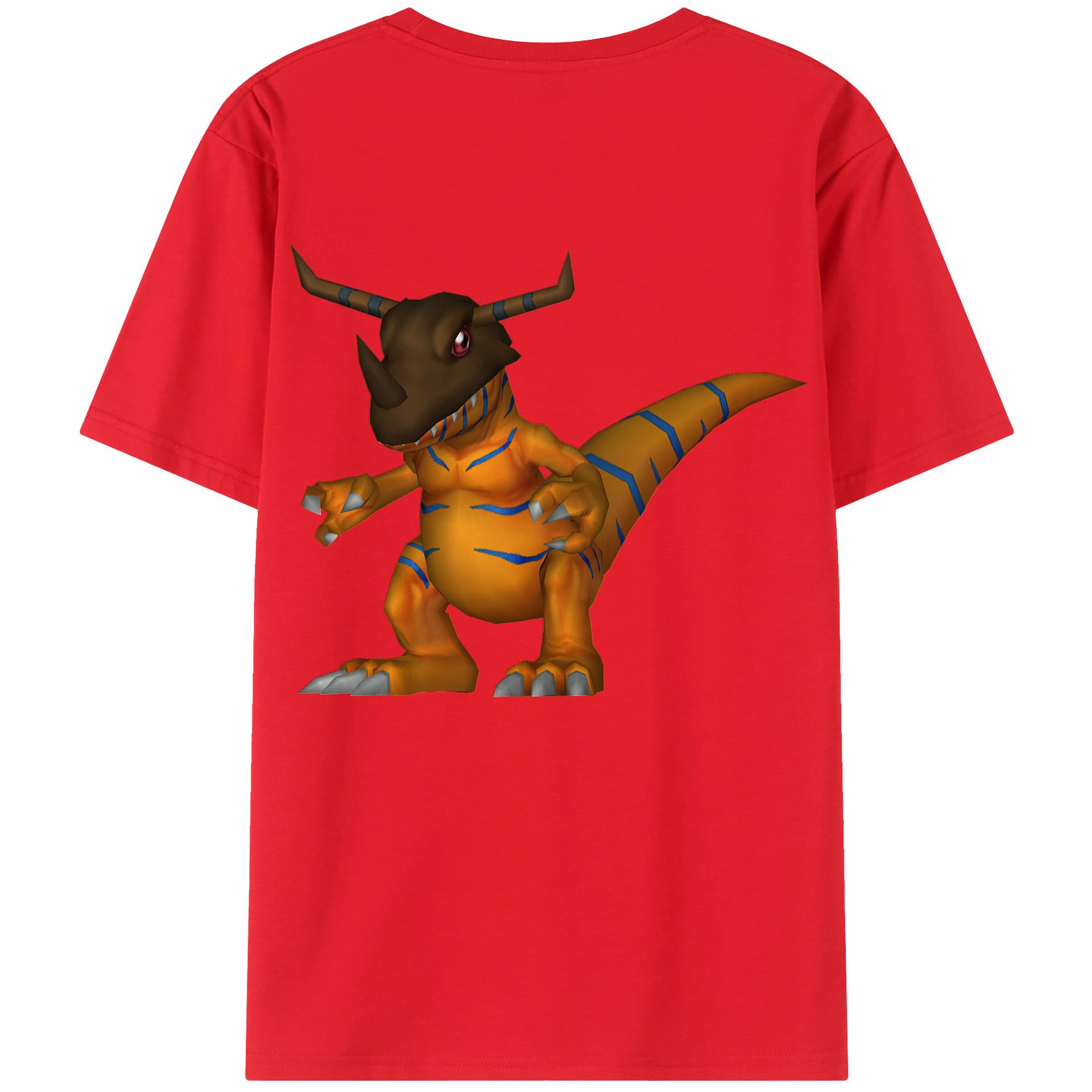 （画像用） Digimon デジタルモンスター/デジモン 綿100％ メンズ半袖Tシャツ（バックプリント） 通気性