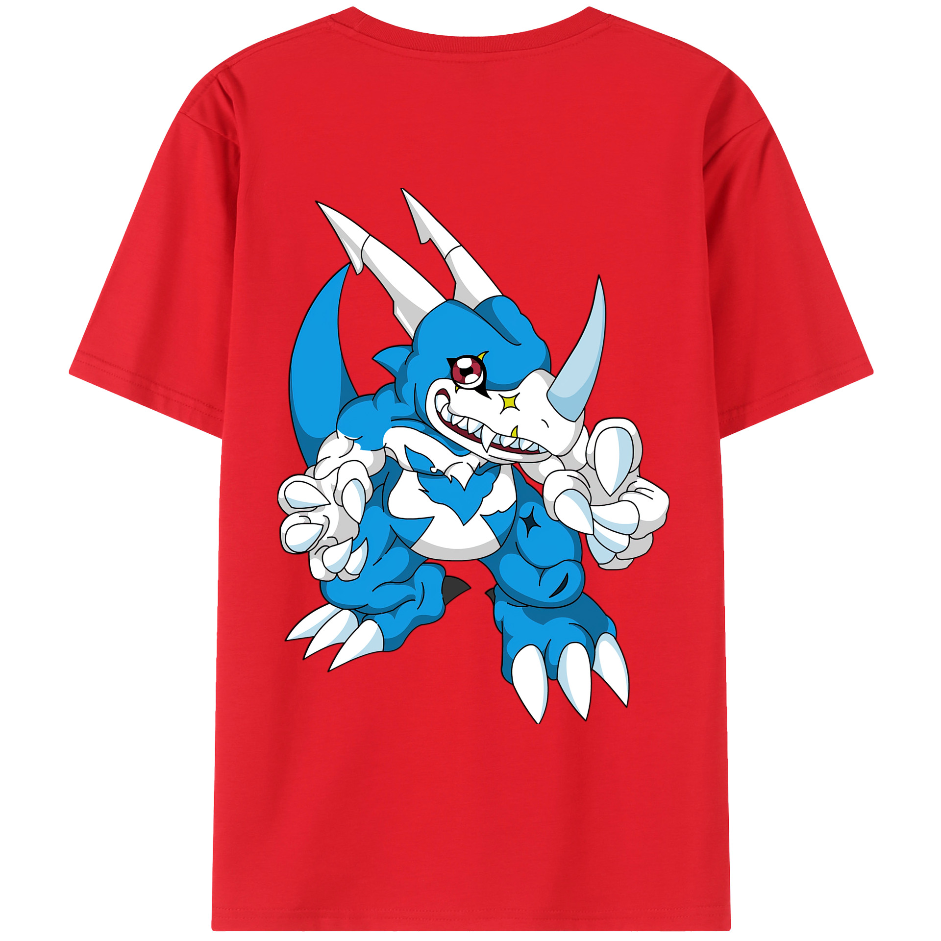 （画像用） Digimon デジタルモンスター/デジモン 綿100％ メンズ半袖Tシャツ（バックプリント） 通気性