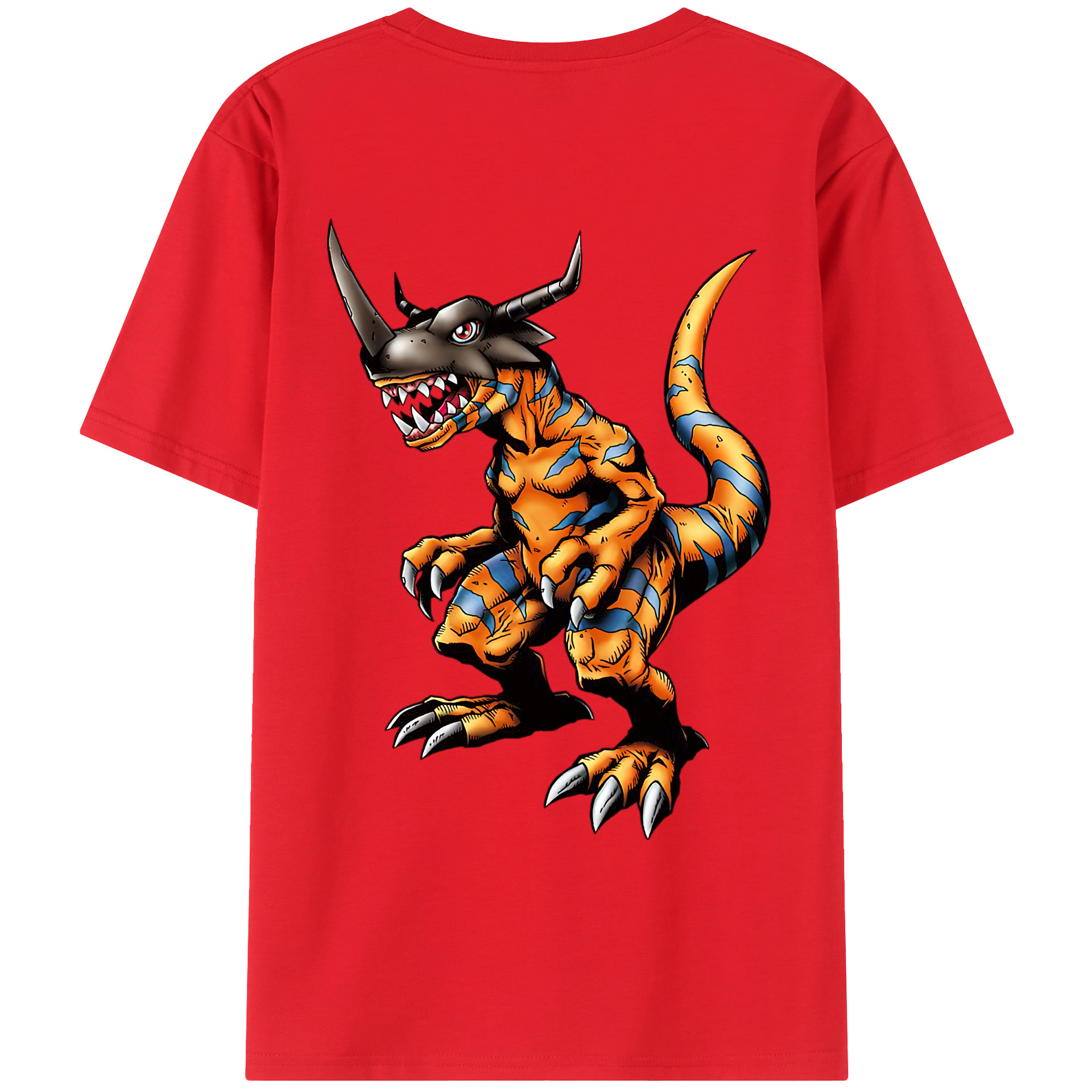 （画像用） Digimon デジタルモンスター/デジモン 綿100％ メンズ半袖Tシャツ（バックプリント） 通気性