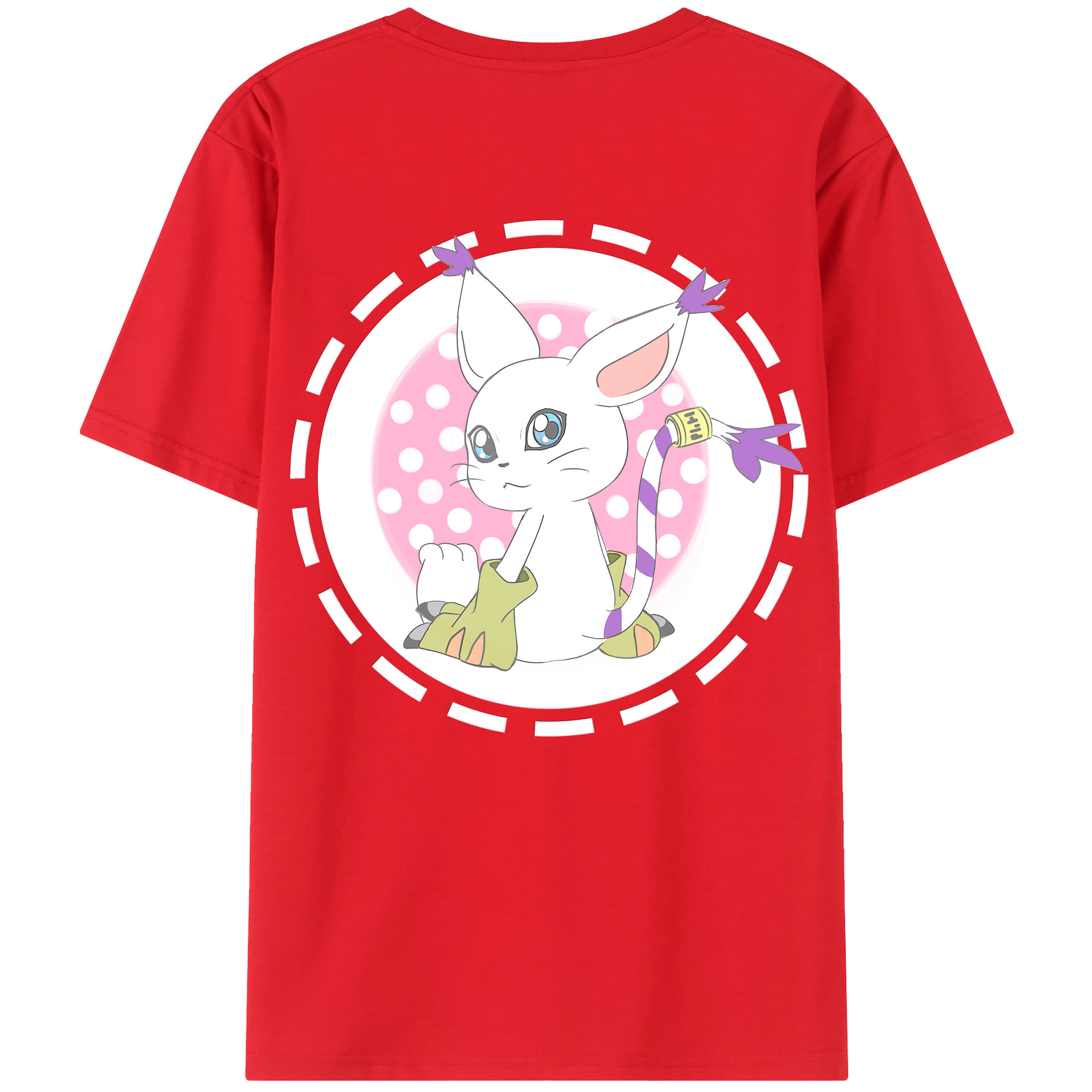 （画像用） Digimon デジタルモンスター/デジモン 綿100％ メンズ半袖Tシャツ（バックプリント） 通気性