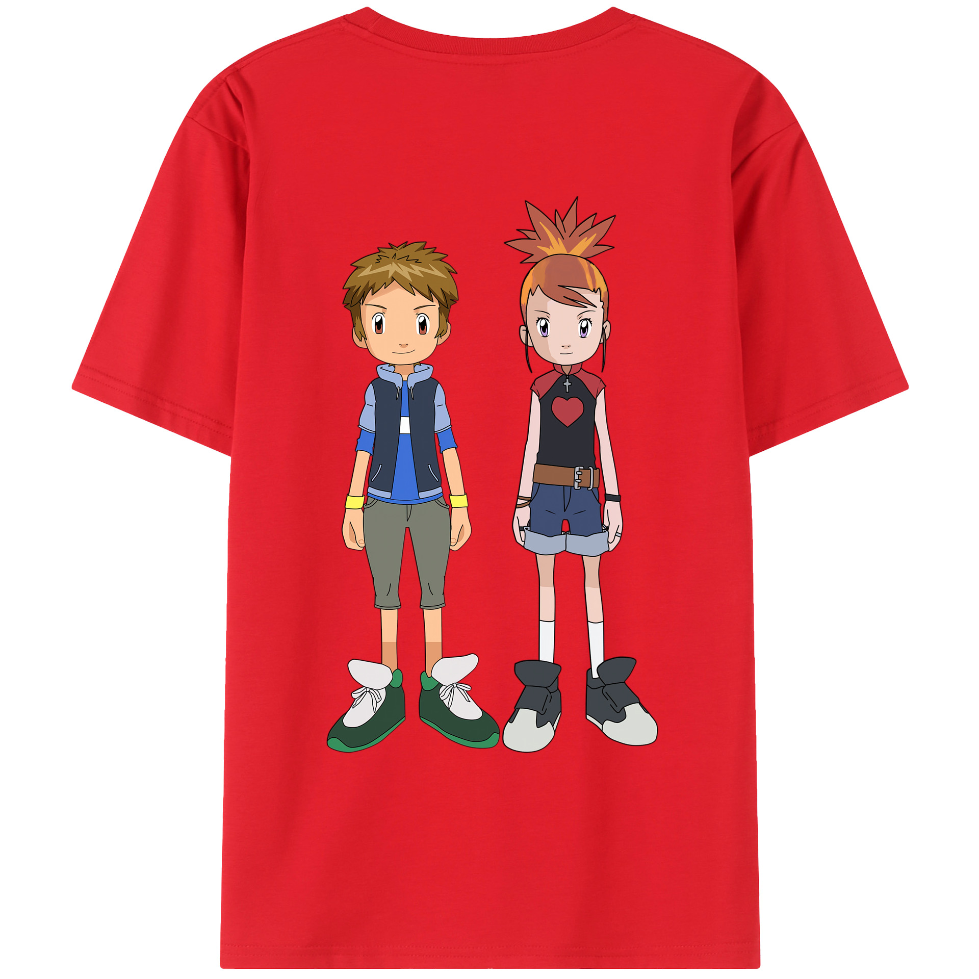 （画像用） Digimon デジタルモンスター/デジモン 綿100％ メンズ半袖Tシャツ（バックプリント） 通気性