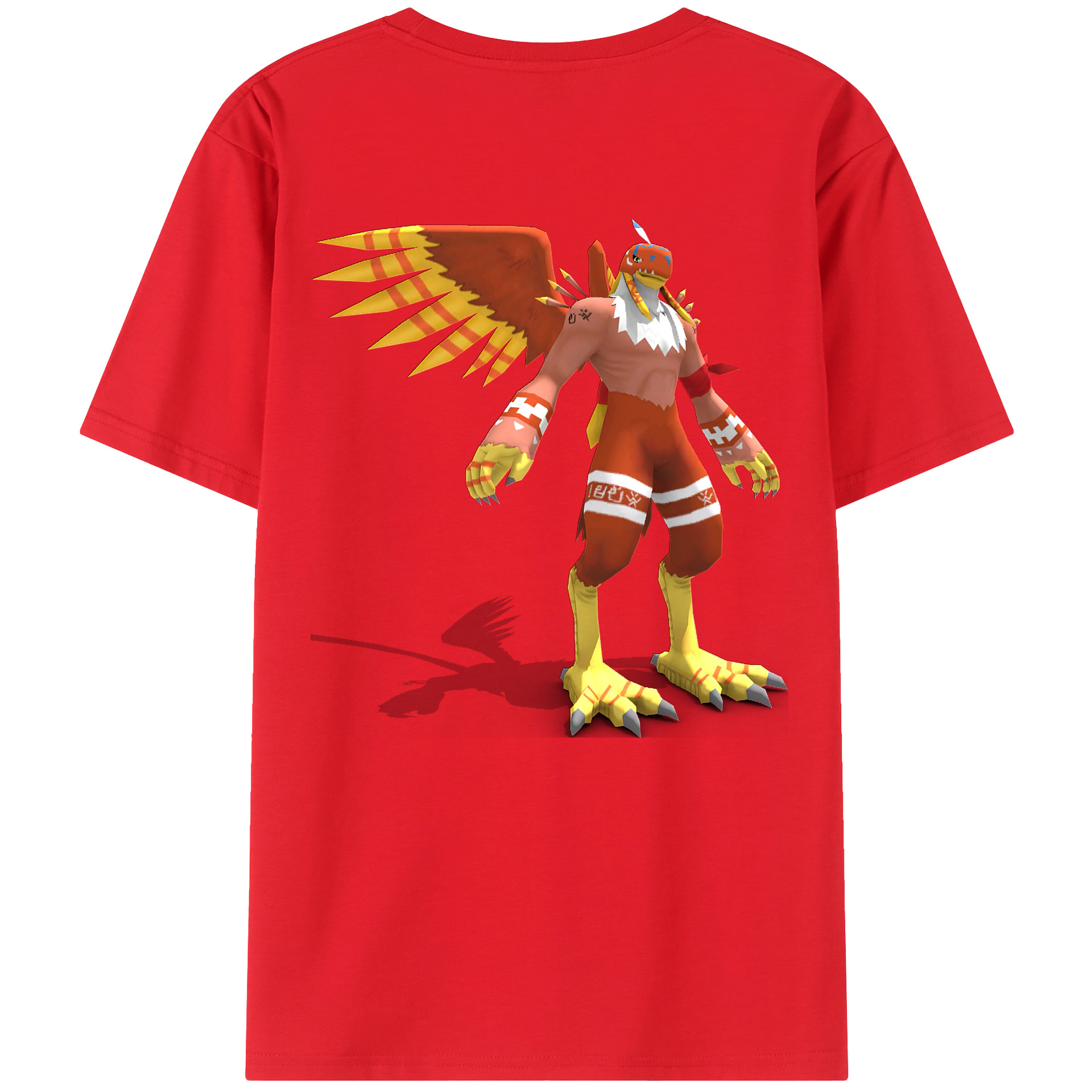 （画像用） Digimon デジタルモンスター/デジモン 綿100％ メンズ半袖Tシャツ（バックプリント） 通気性