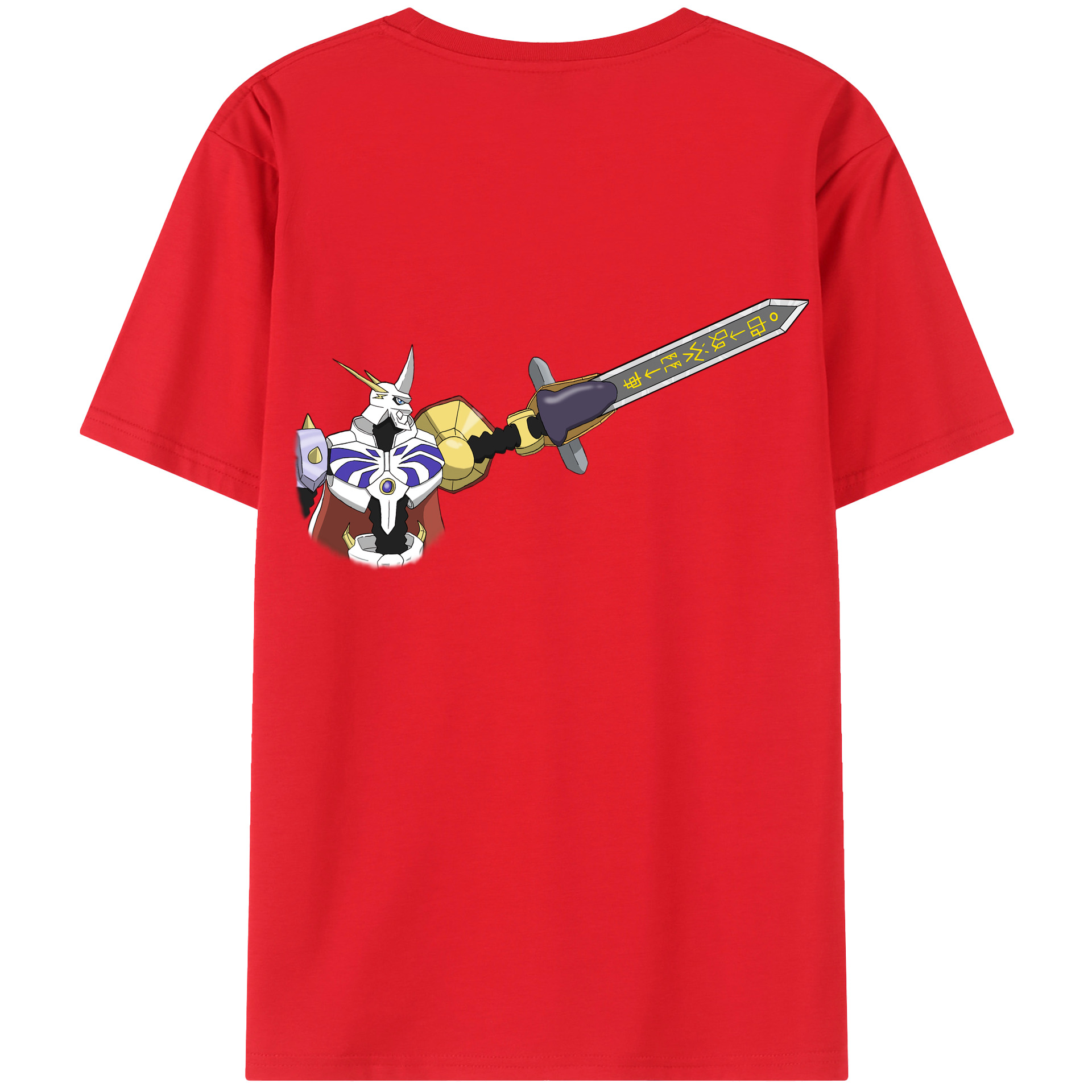 （画像用） Digimon デジタルモンスター/デジモン 綿100％ メンズ半袖Tシャツ（バックプリント） 通気性