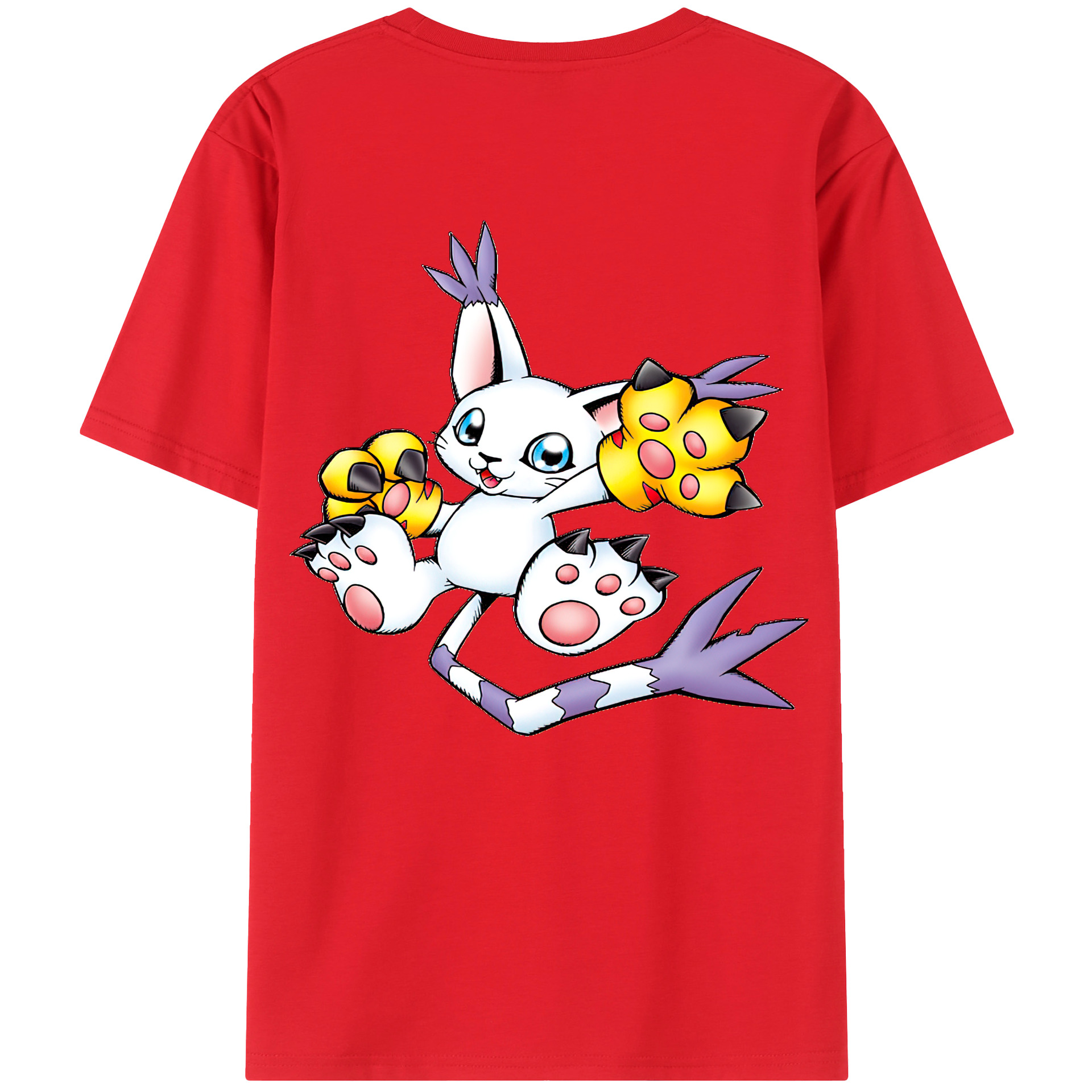 （画像用） Digimon デジタルモンスター/デジモン 綿100％ メンズ半袖Tシャツ（バックプリント） 通気性