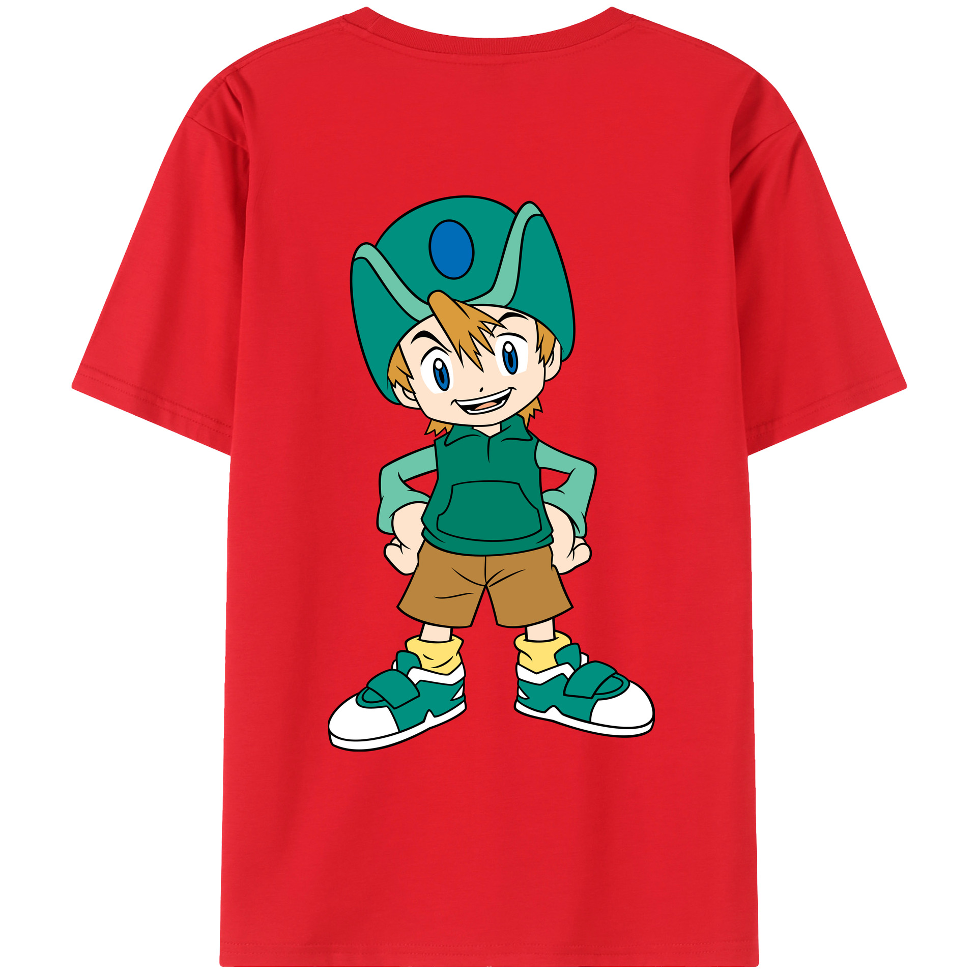 （画像用） Digimon デジタルモンスター/デジモン 綿100％ メンズ半袖Tシャツ（バックプリント） 通気性