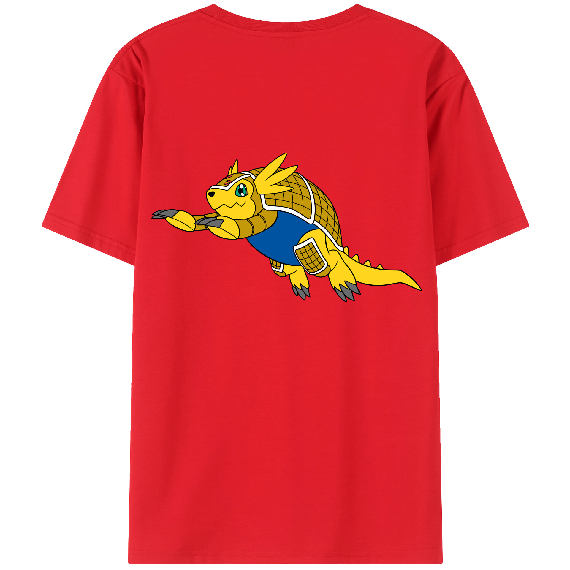 （画像用） Digimon デジタルモンスター/デジモン 綿100％ メンズ半袖Tシャツ（バックプリント） 通気性