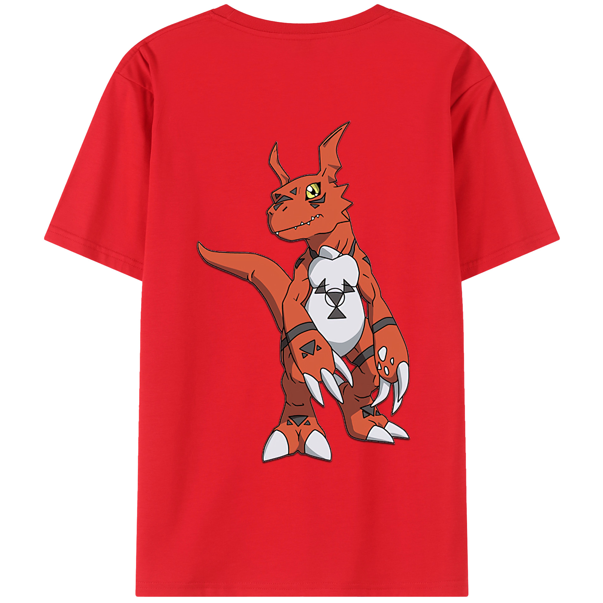 （画像用） Digimon デジタルモンスター/デジモン 綿100％ メンズ半袖Tシャツ（バックプリント） 通気性