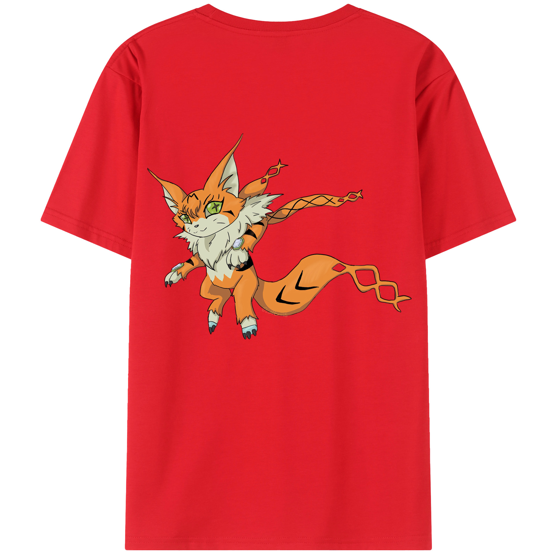 （画像用） Digimon デジタルモンスター/デジモン 綿100％ メンズ半袖Tシャツ（バックプリント） 通気性