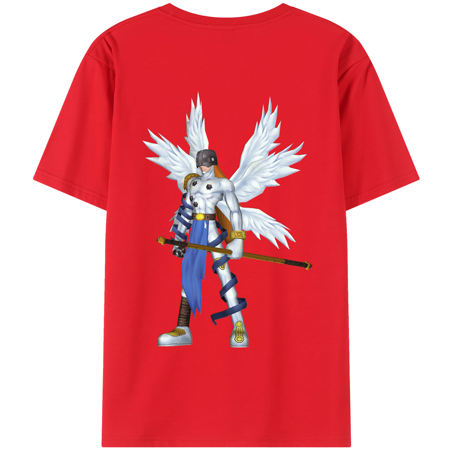 （画像用） Digimon デジタルモンスター/デジモン 綿100％ メンズ半袖Tシャツ（バックプリント） 通気性