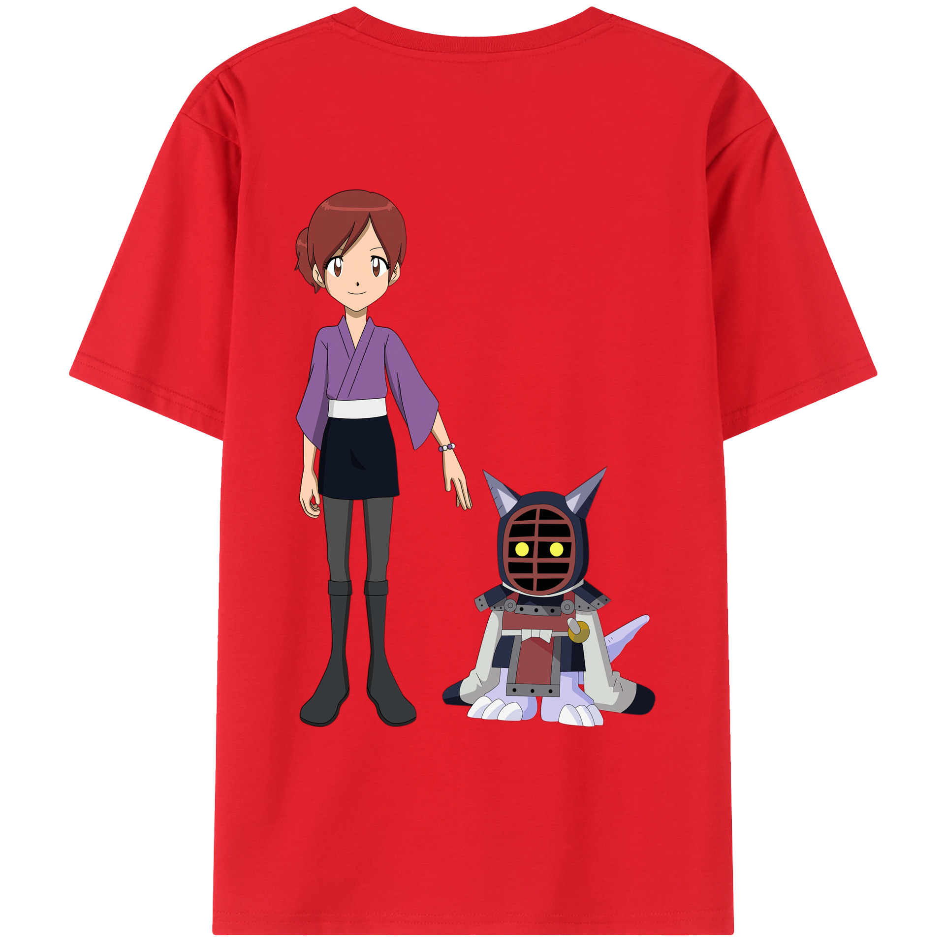 （画像用） Digimon デジタルモンスター/デジモン 綿100％ メンズ半袖Tシャツ（バックプリント） 通気性