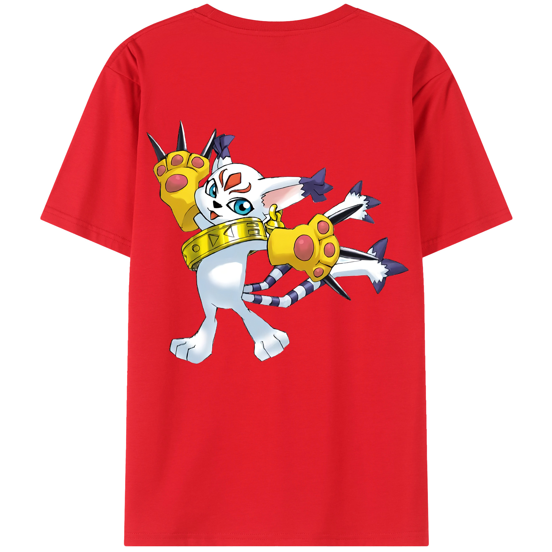 （画像用） Digimon デジタルモンスター/デジモン 綿100％ メンズ半袖Tシャツ（バックプリント） 通気性