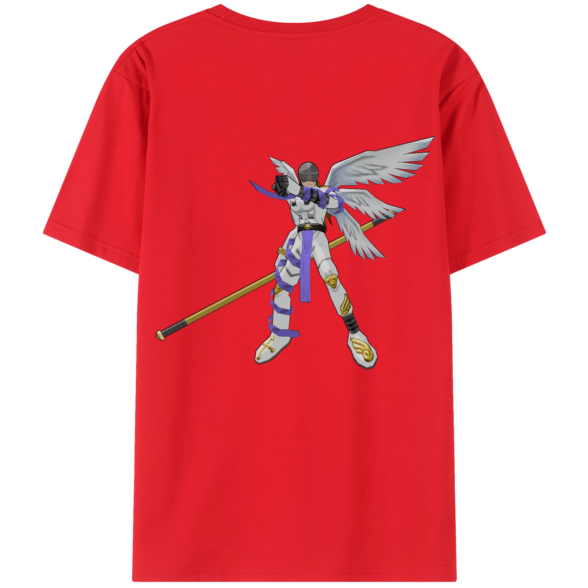 （画像用） Digimon デジタルモンスター/デジモン 綿100％ メンズ半袖Tシャツ（バックプリント） 通気性