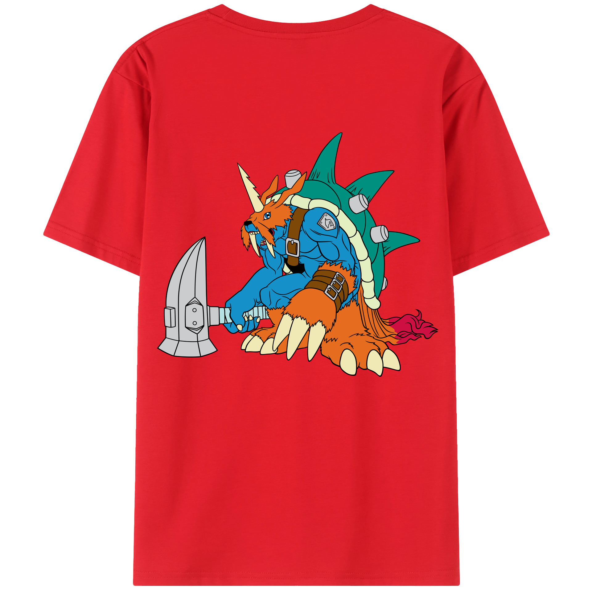 （画像用） Digimon デジタルモンスター/デジモン 綿100％ メンズ半袖Tシャツ（バックプリント） 通気性