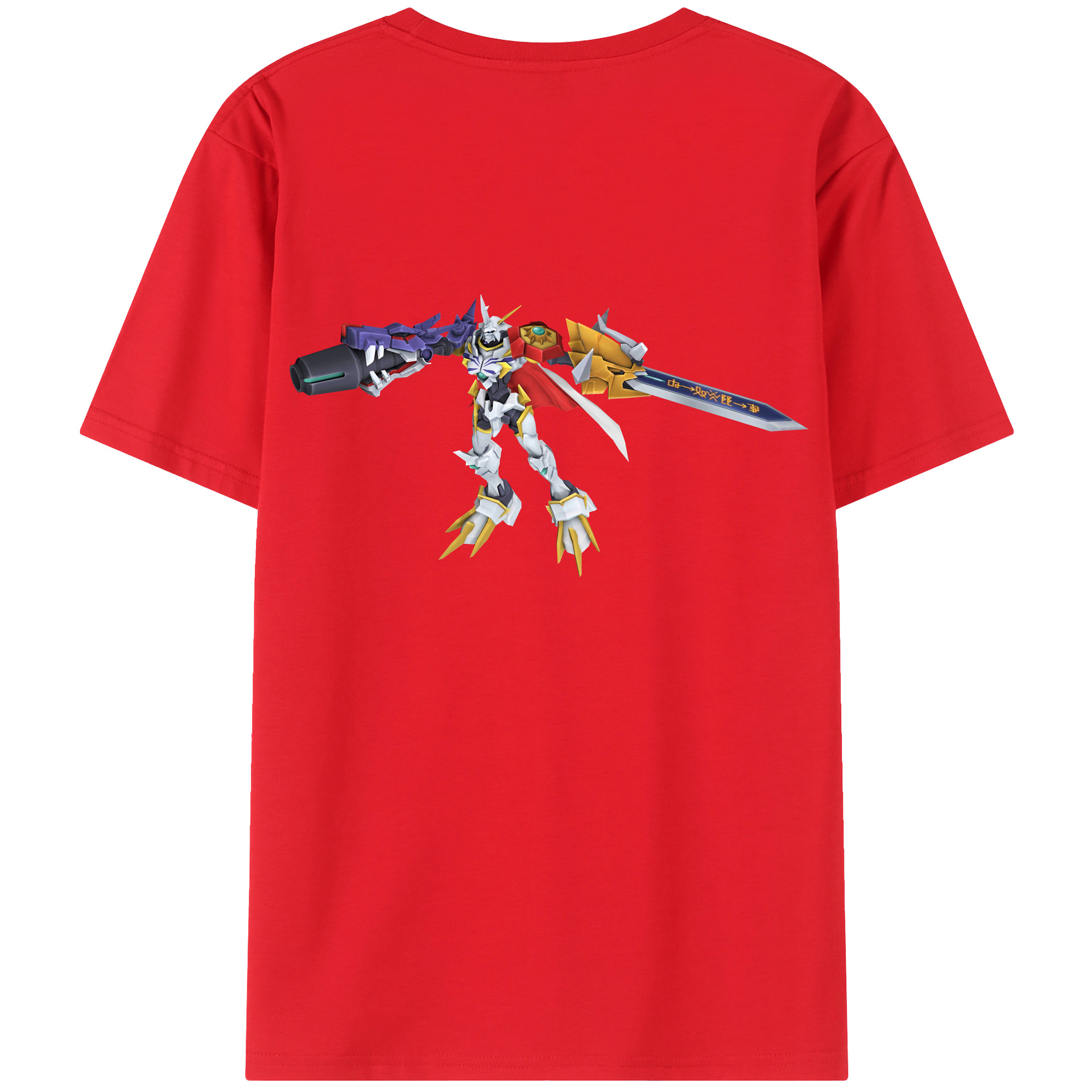 （画像用） Digimon デジタルモンスター/デジモン 綿100％ メンズ半袖Tシャツ（バックプリント） 通気性