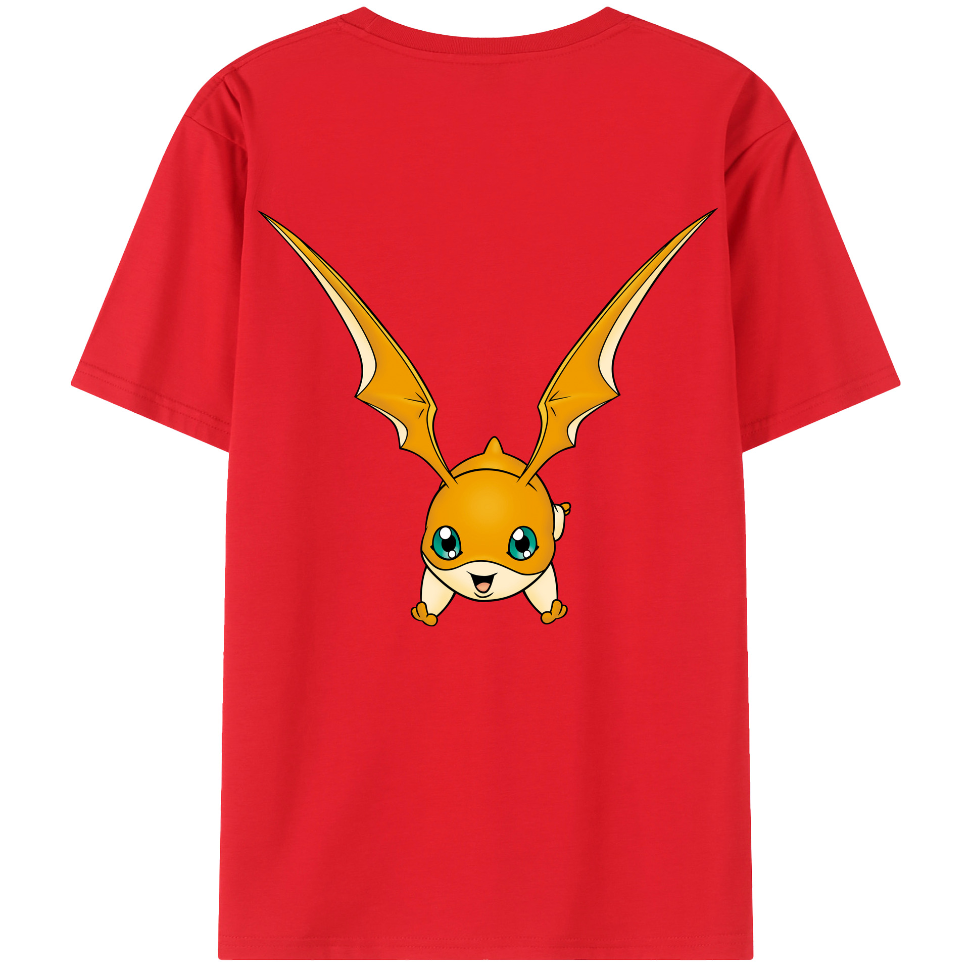 （画像用） Digimon デジタルモンスター/デジモン 綿100％ メンズ半袖Tシャツ（バックプリント） 通気性
