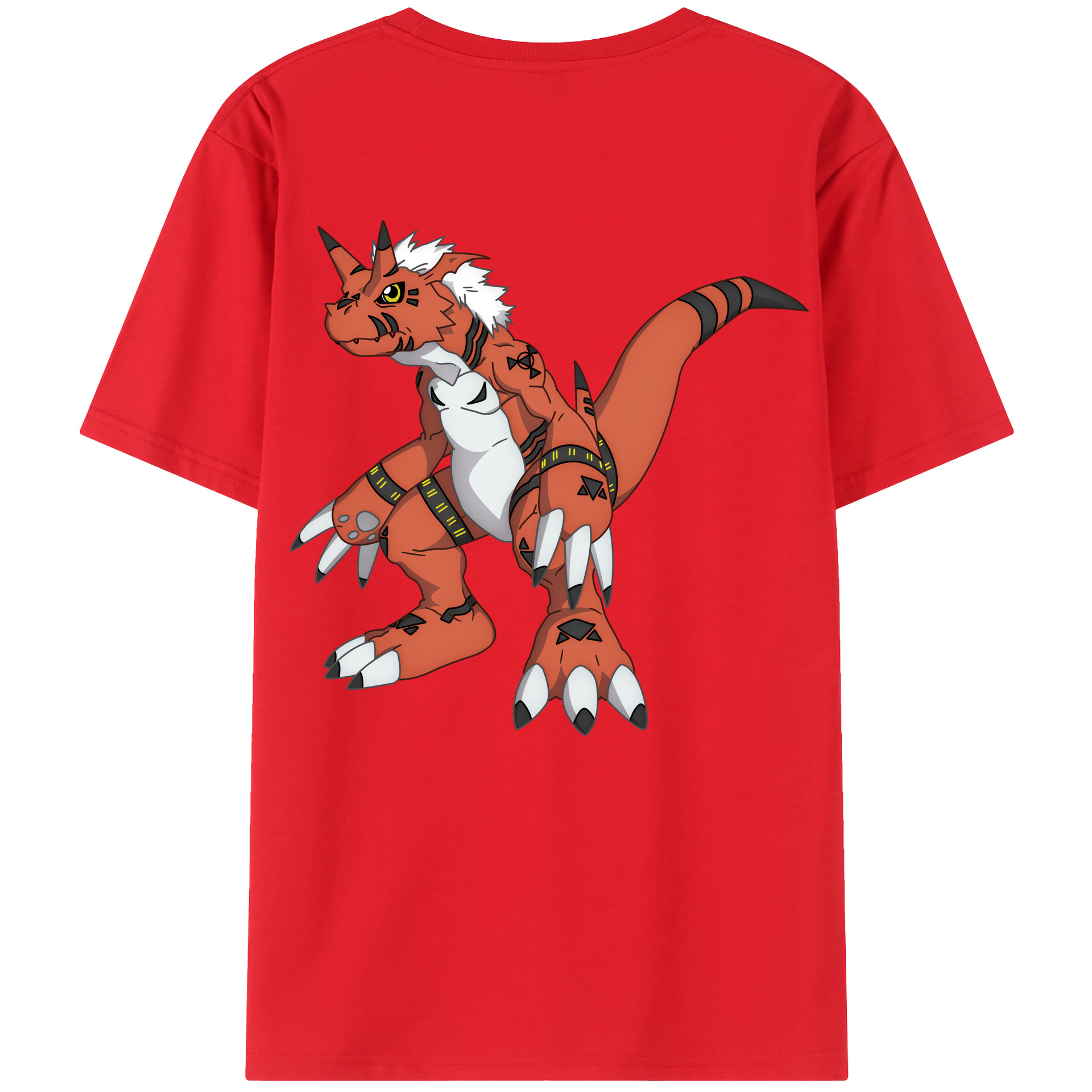 （画像用） Digimon デジタルモンスター/デジモン 綿100％ メンズ半袖Tシャツ（バックプリント） 通気性