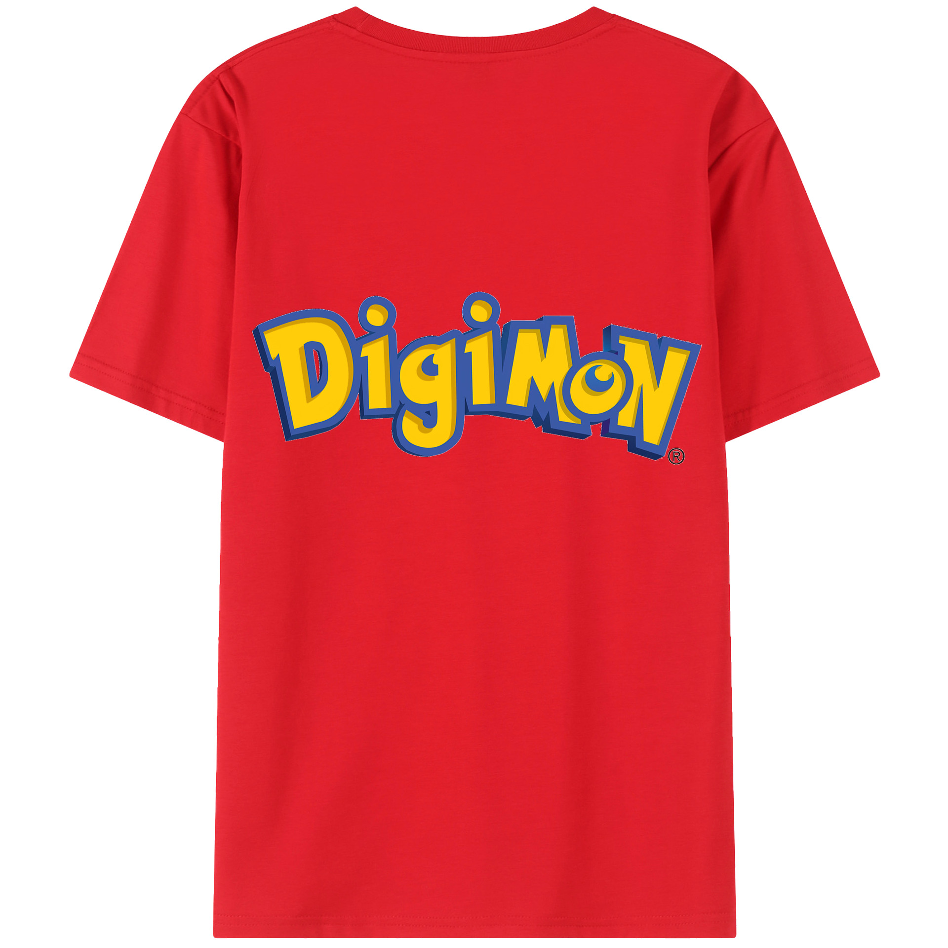 （画像用） Digimon デジタルモンスター/デジモン 綿100％ メンズ半袖Tシャツ（バックプリント） 通気性