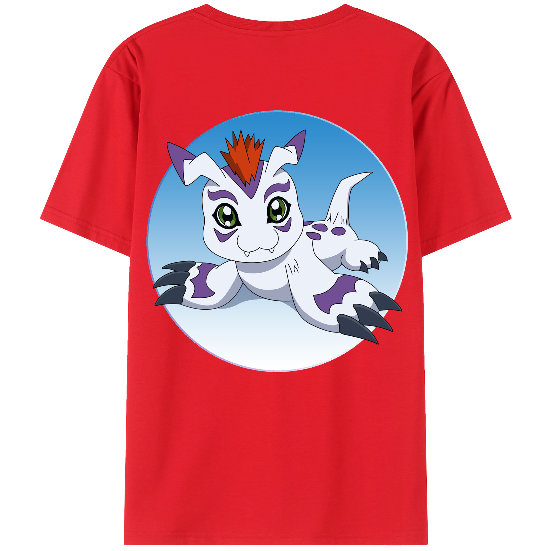 （画像用） Digimon デジタルモンスター/デジモン 綿100％ メンズ半袖Tシャツ（バックプリント） 通気性