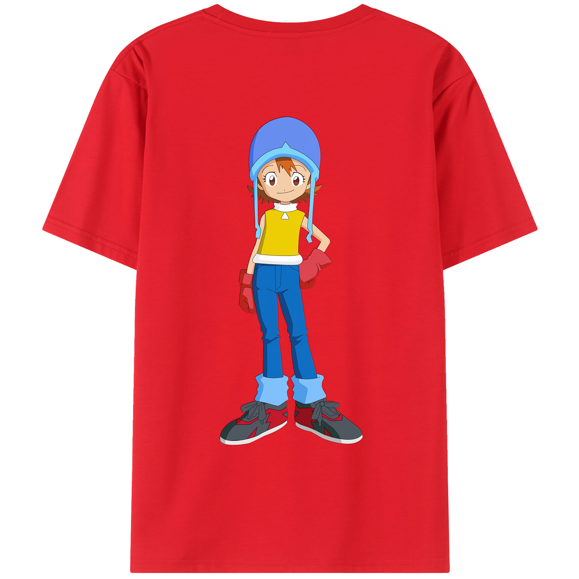 （画像用） Digimon デジタルモンスター/デジモン 綿100％ メンズ半袖Tシャツ（バックプリント） 通気性
