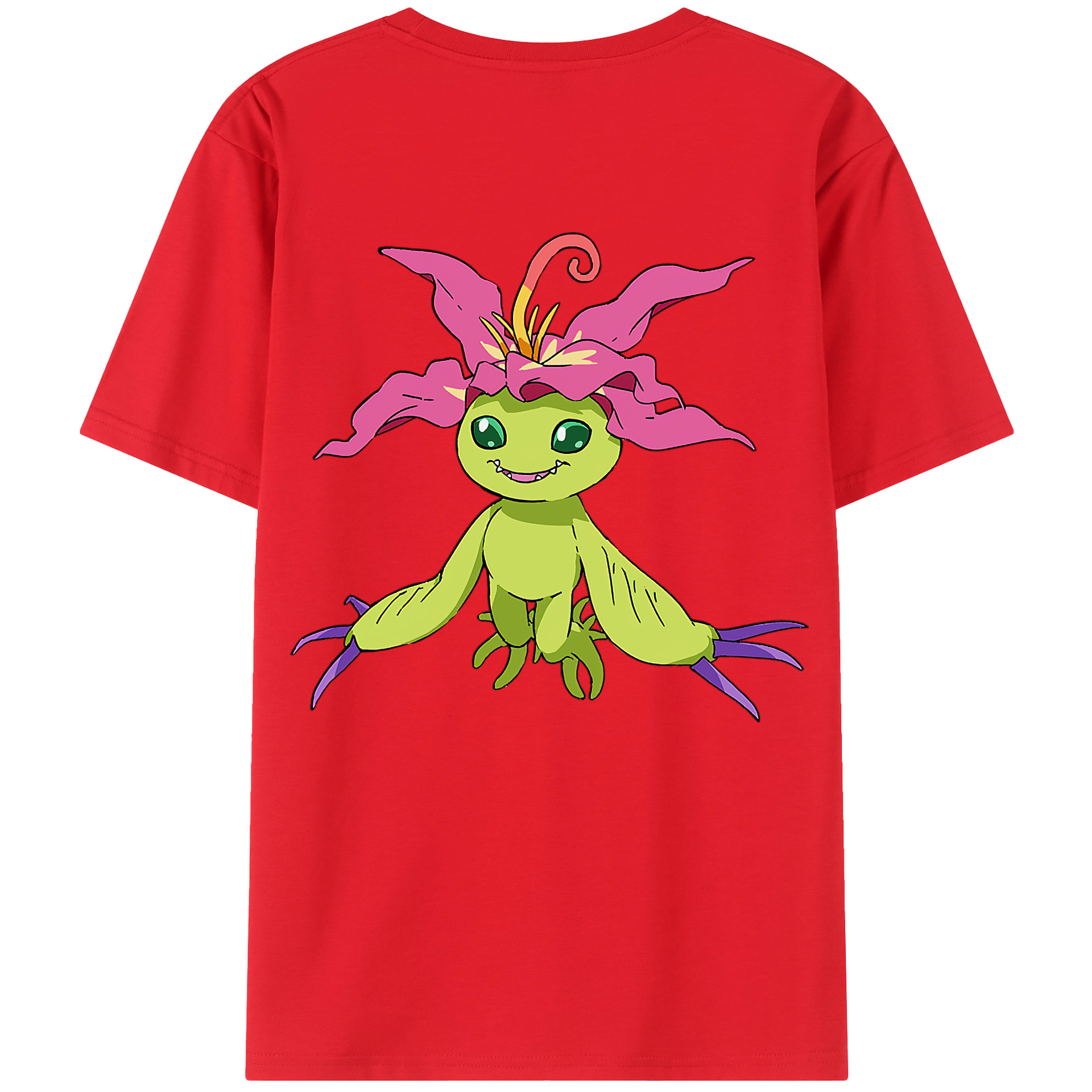 （画像用） Digimon デジタルモンスター/デジモン 綿100％ メンズ半袖Tシャツ（バックプリント） 通気性