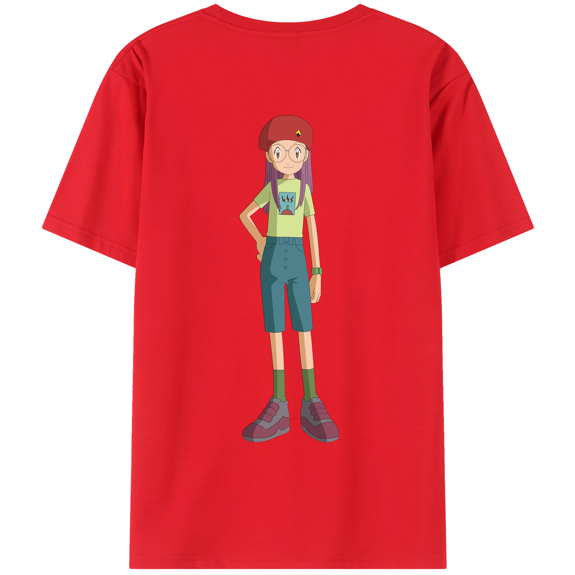（画像用） Digimon デジタルモンスター/デジモン 綿100％ メンズ半袖Tシャツ（バックプリント） 通気性