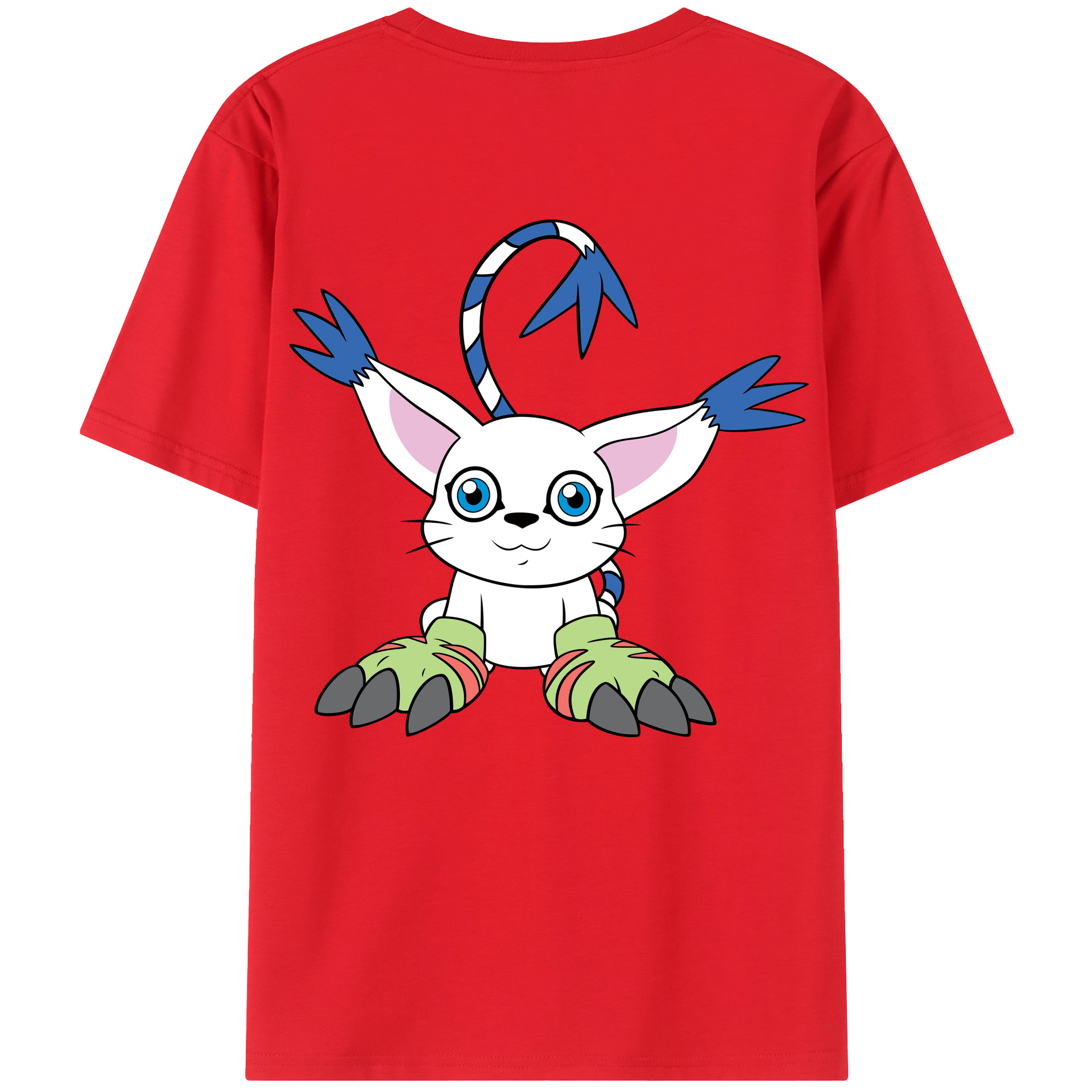 （画像用） Digimon デジタルモンスター/デジモン 綿100％ メンズ半袖Tシャツ（バックプリント） 通気性