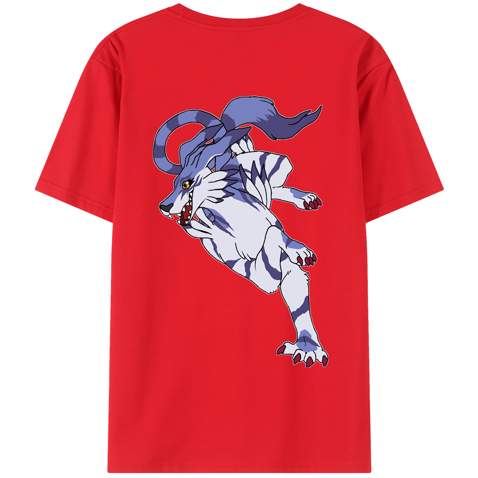 （画像用） Digimon デジタルモンスター/デジモン 綿100％ メンズ半袖Tシャツ（バックプリント） 通気性