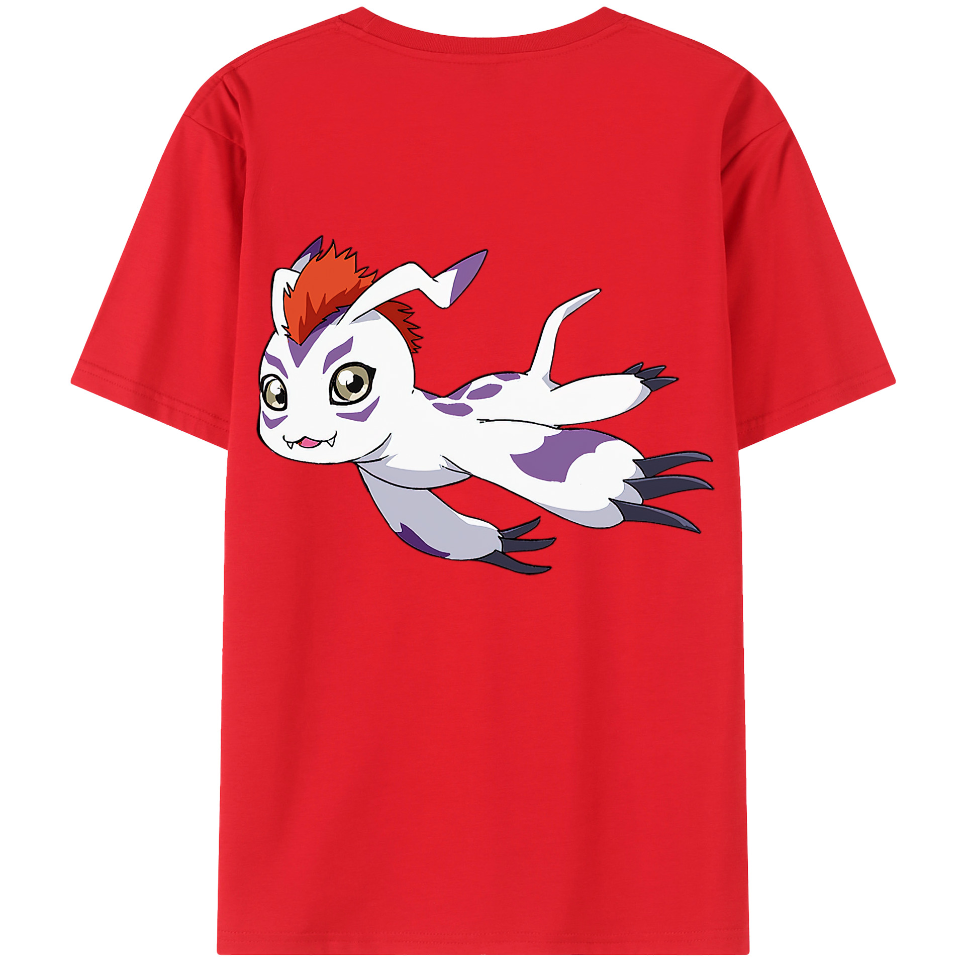 （画像用） Digimon デジタルモンスター/デジモン 綿100％ メンズ半袖Tシャツ（バックプリント） 通気性