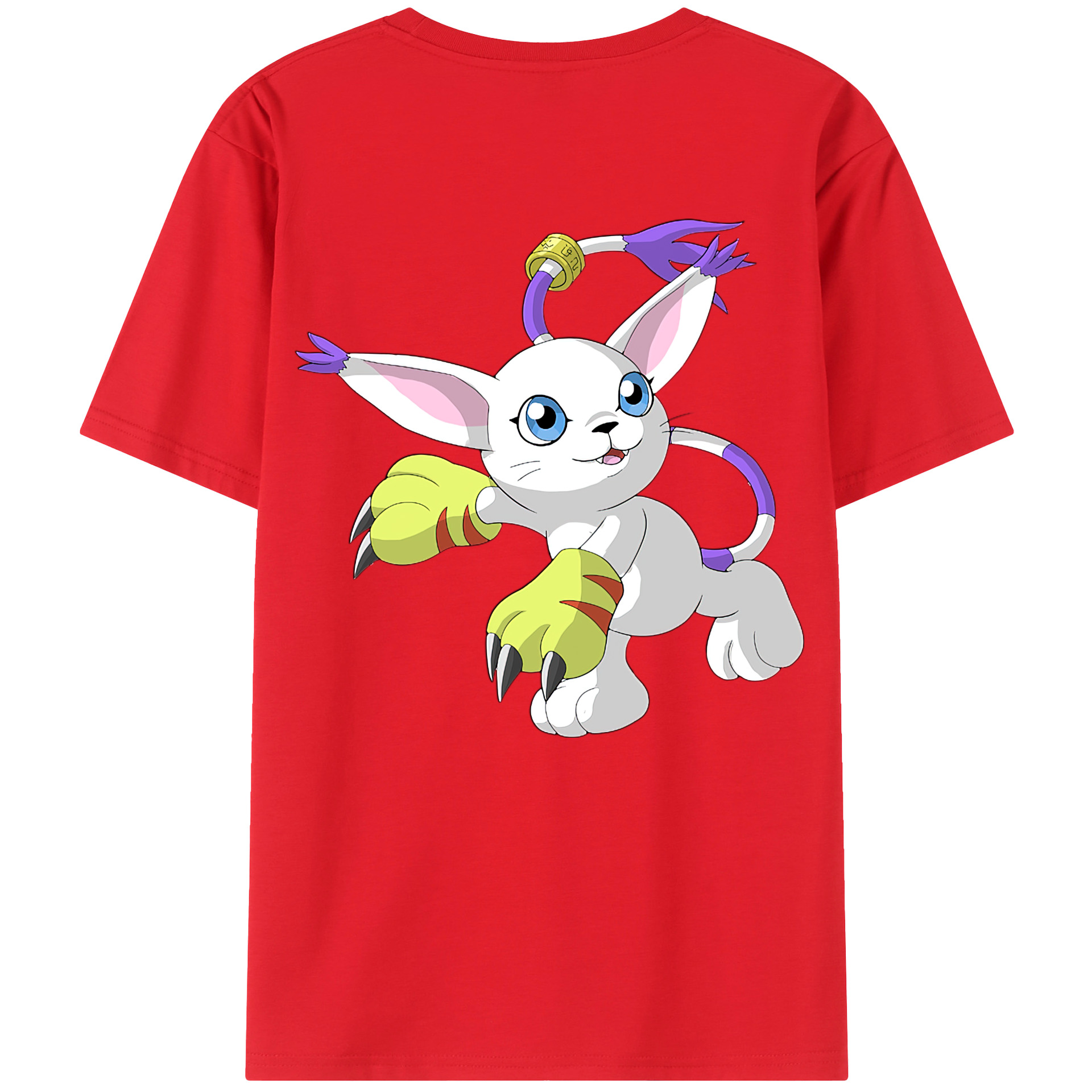 （画像用） Digimon デジタルモンスター/デジモン 綿100％ メンズ半袖Tシャツ（バックプリント） 通気性