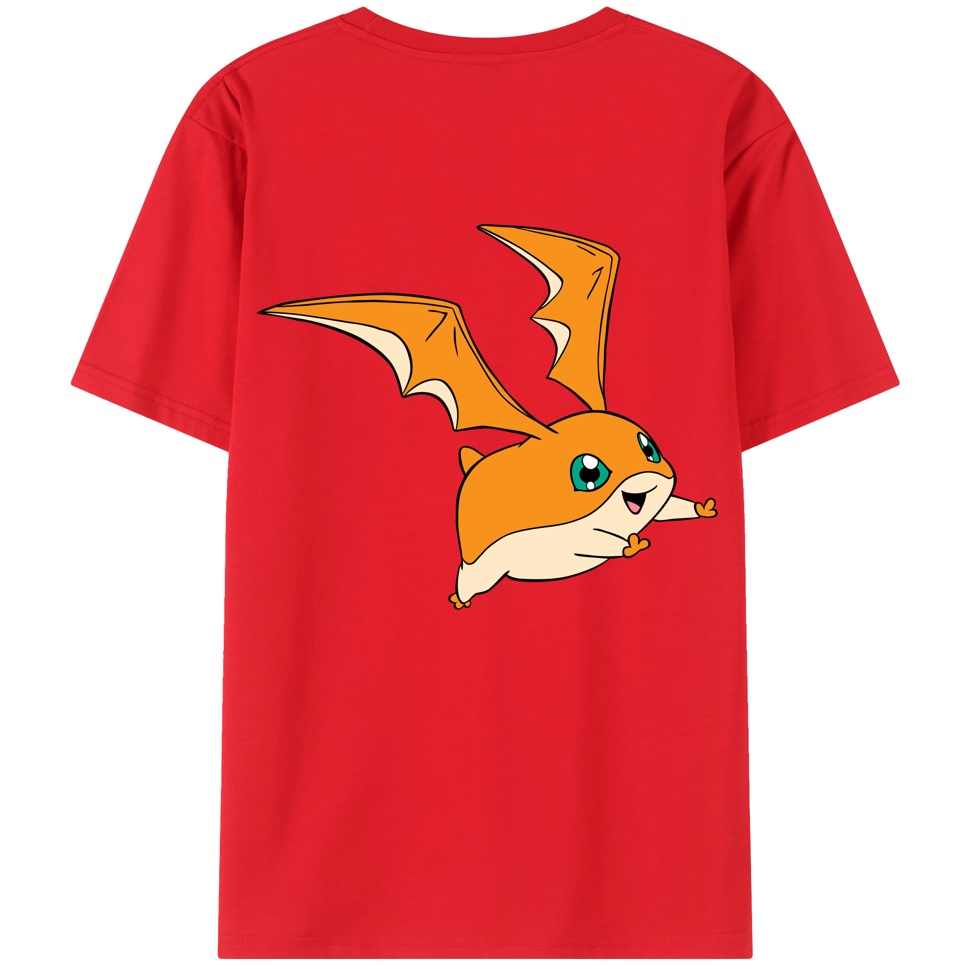 （画像用） Digimon デジタルモンスター/デジモン 綿100％ メンズ半袖Tシャツ（バックプリント） 通気性