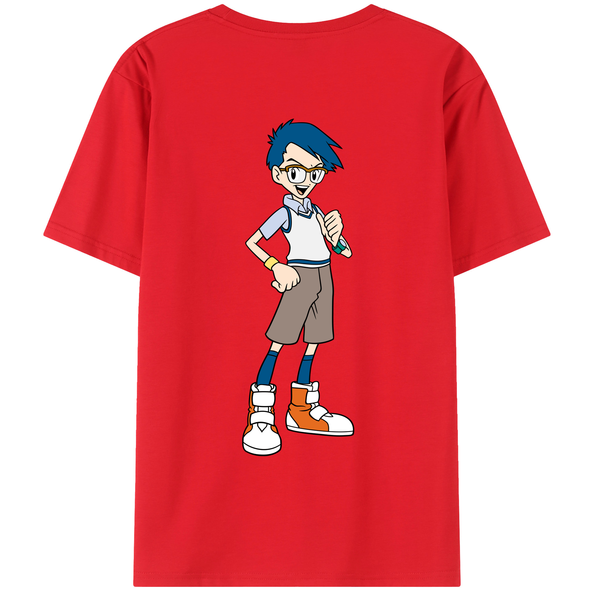 （画像用） Digimon デジタルモンスター/デジモン 綿100％ メンズ半袖Tシャツ（バックプリント） 通気性