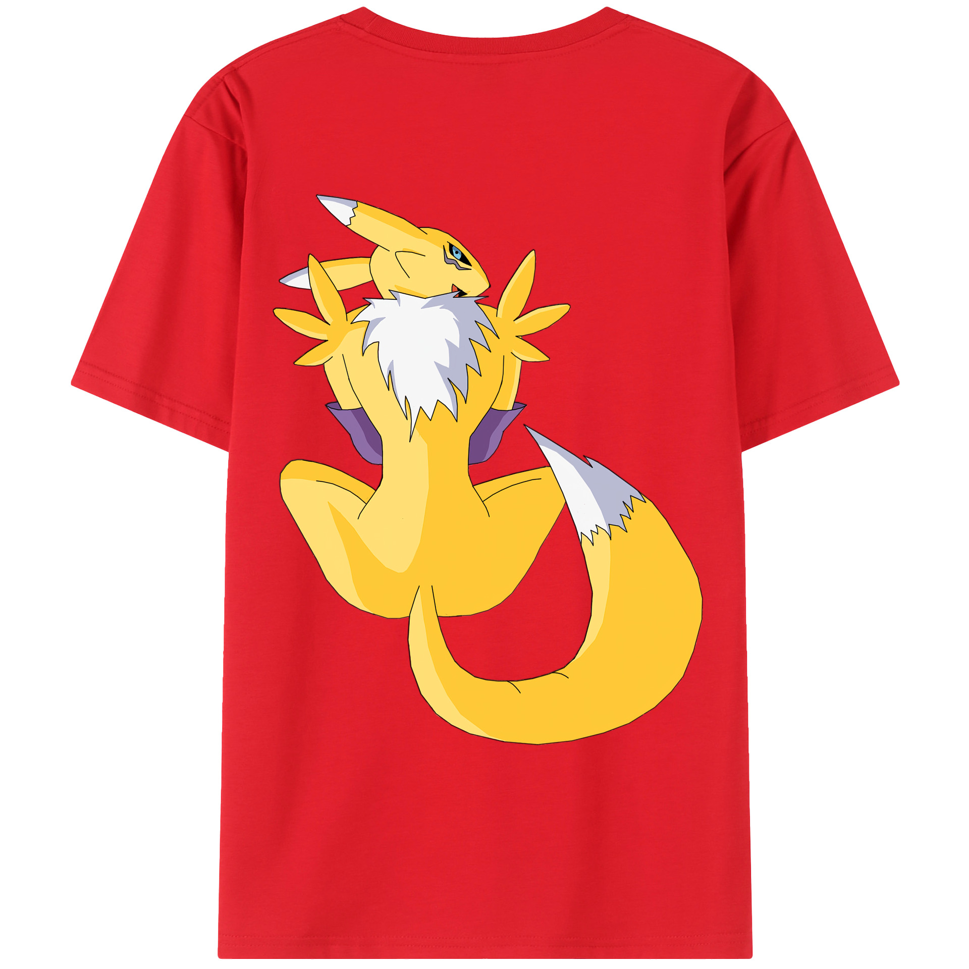 （画像用） Digimon デジタルモンスター/デジモン 綿100％ メンズ半袖Tシャツ（バックプリント） 通気性
