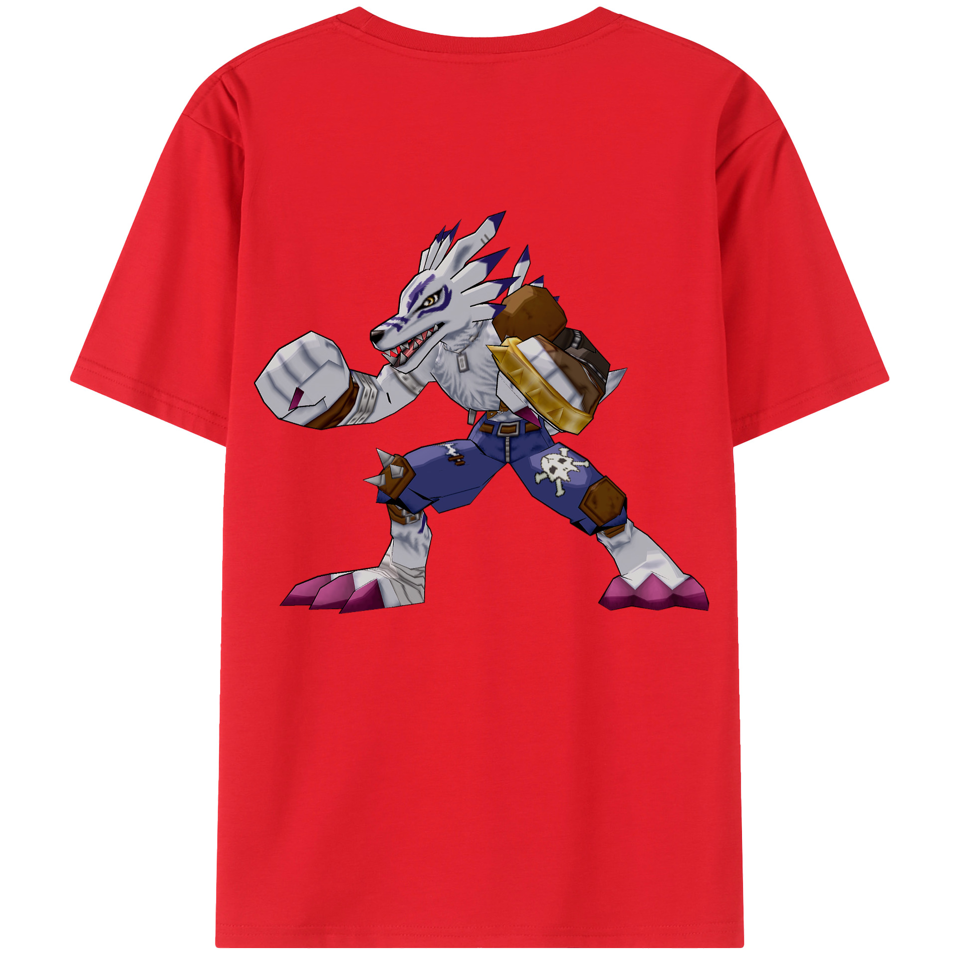 （画像用） Digimon デジタルモンスター/デジモン 綿100％ メンズ半袖Tシャツ（バックプリント） 通気性
