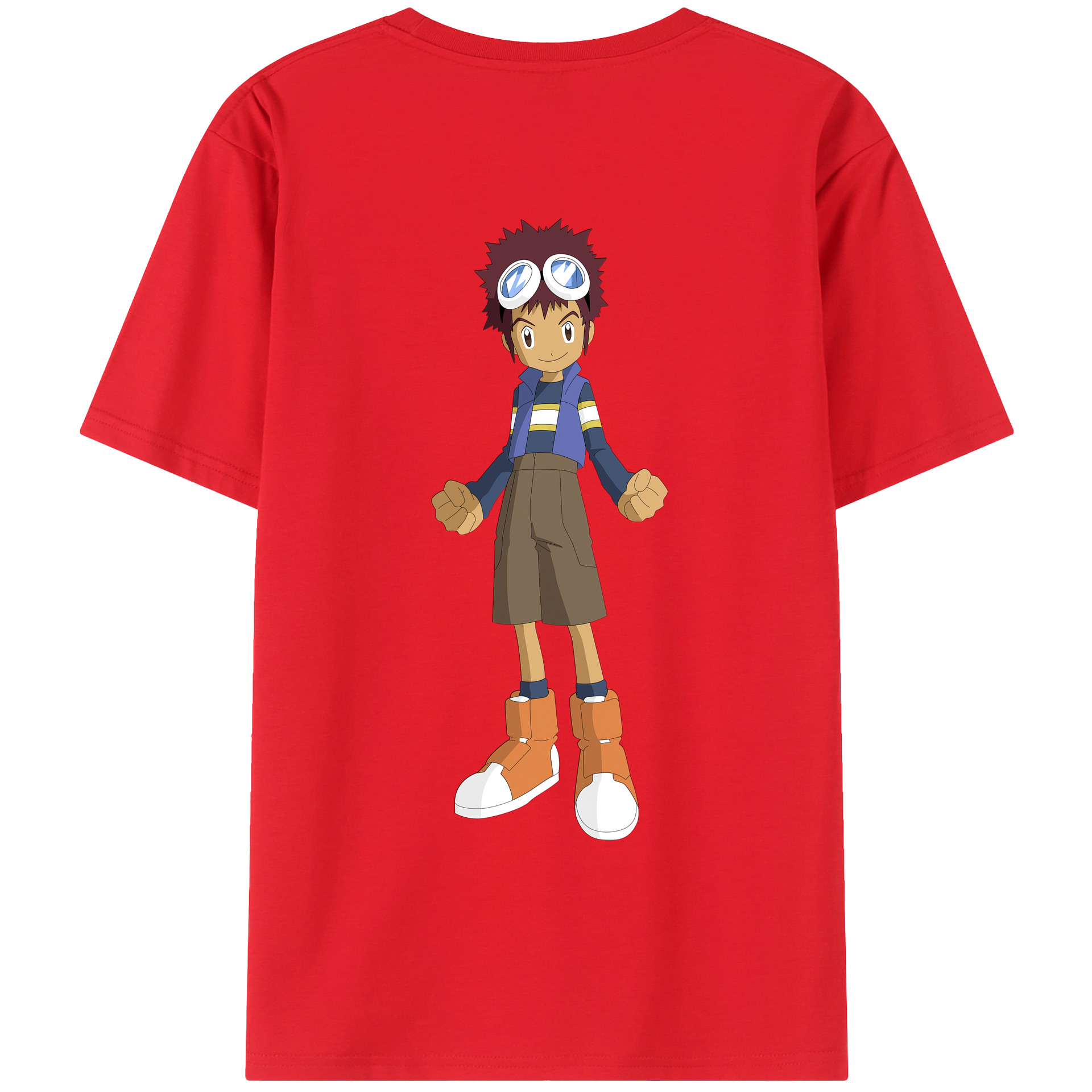 （画像用） Digimon デジタルモンスター/デジモン 綿100％ メンズ半袖Tシャツ（バックプリント） 通気性