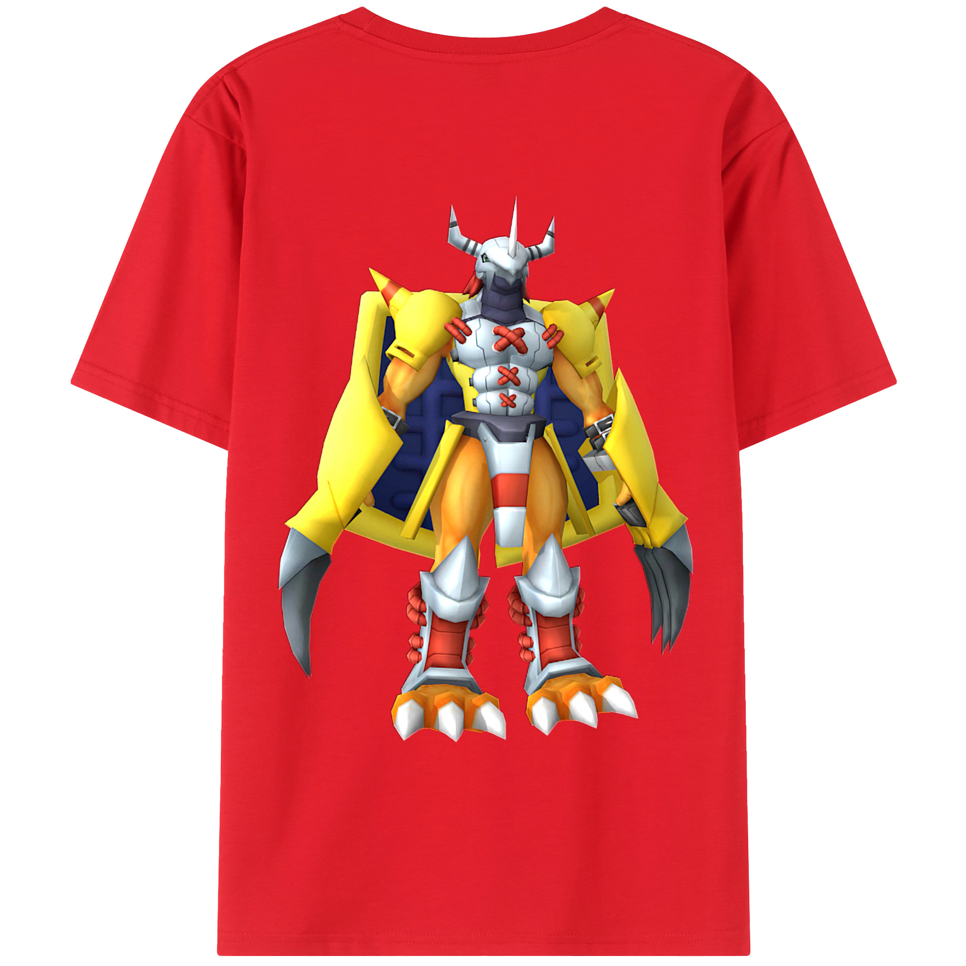 （画像用） Digimon デジタルモンスター/デジモン 綿100％ メンズ半袖Tシャツ（バックプリント） 通気性