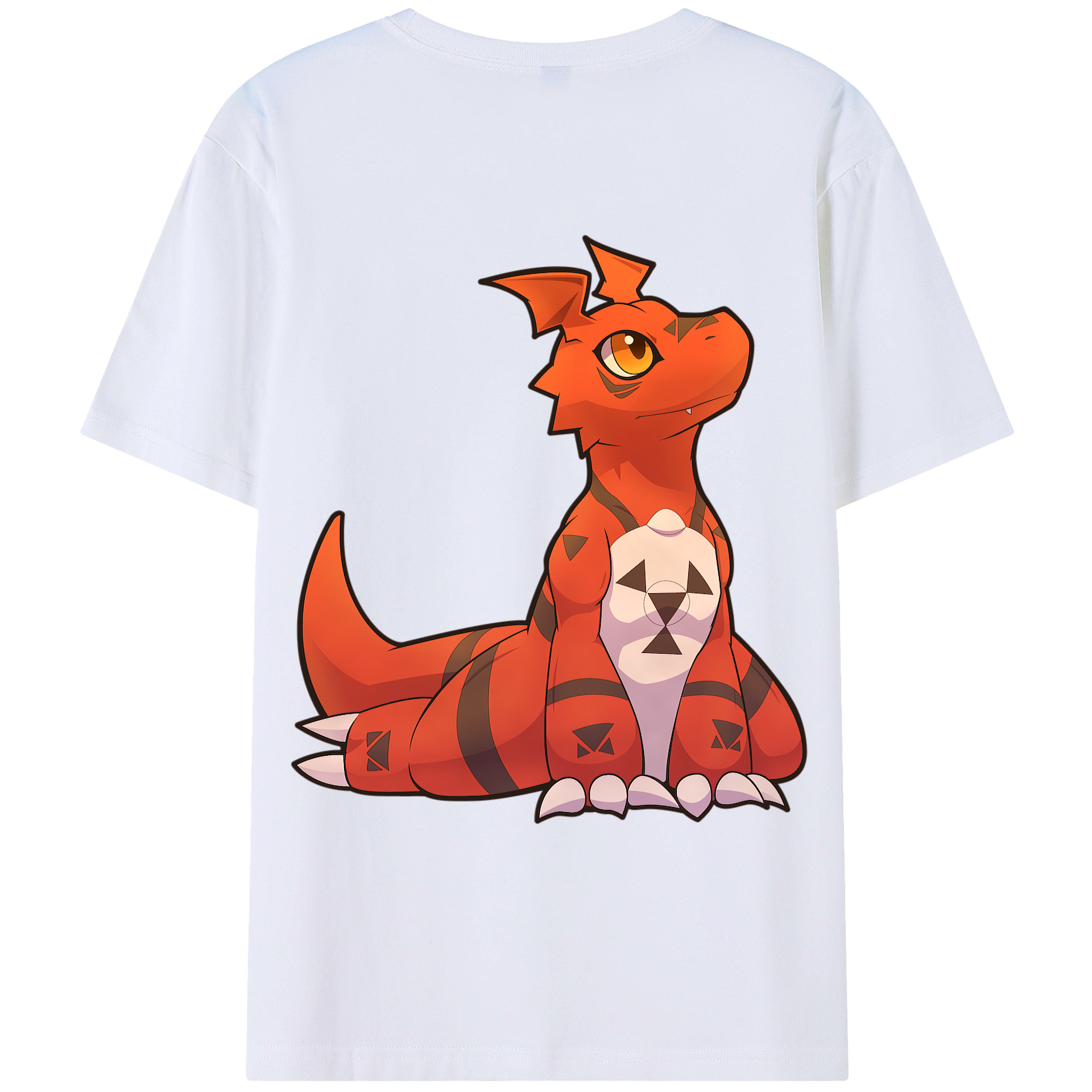 （画像用） Digimon デジタルモンスター/デジモン 綿100％ メンズ半袖Tシャツ（バックプリント） 通気性