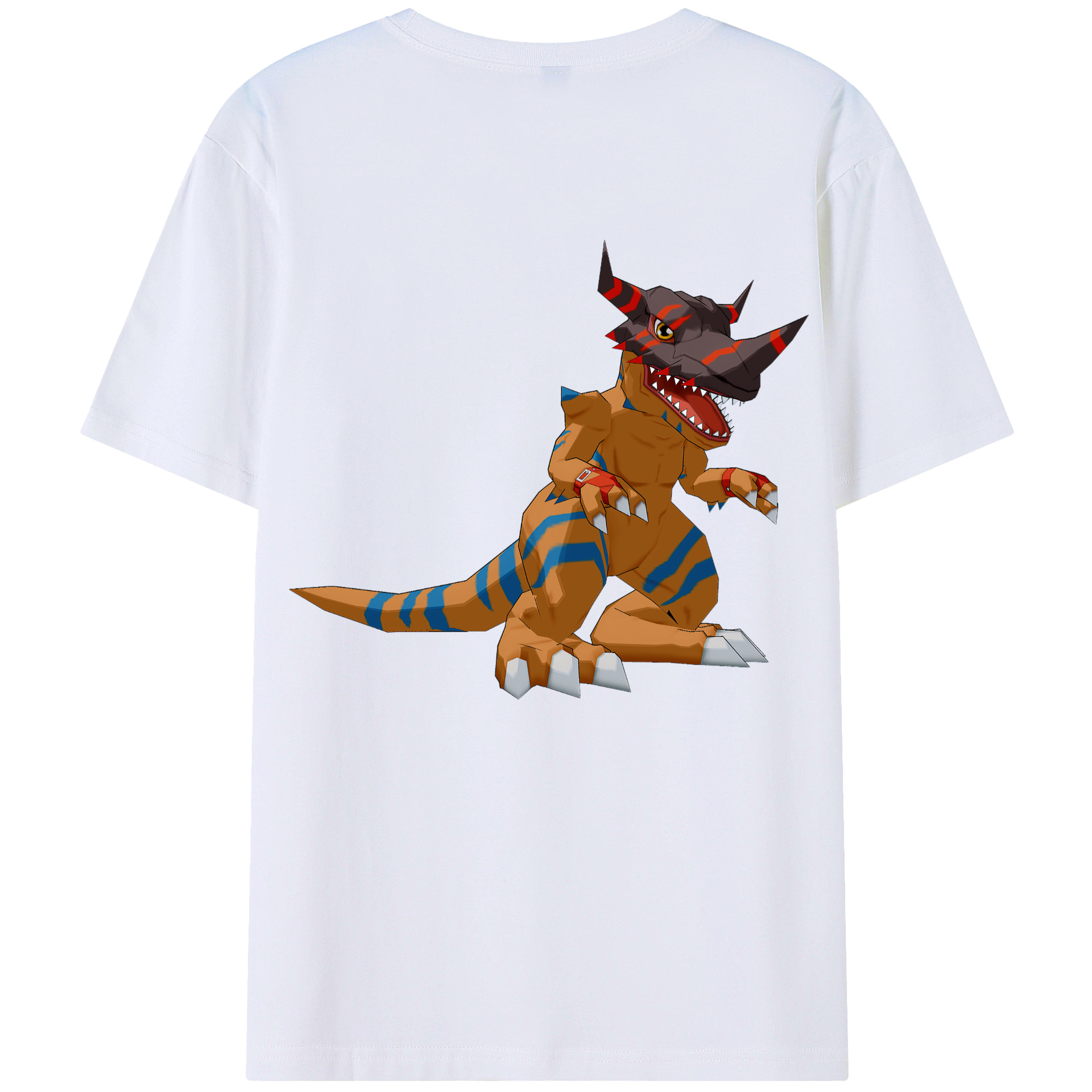 （画像用） Digimon デジタルモンスター/デジモン 綿100％ メンズ半袖Tシャツ（バックプリント） 通気性