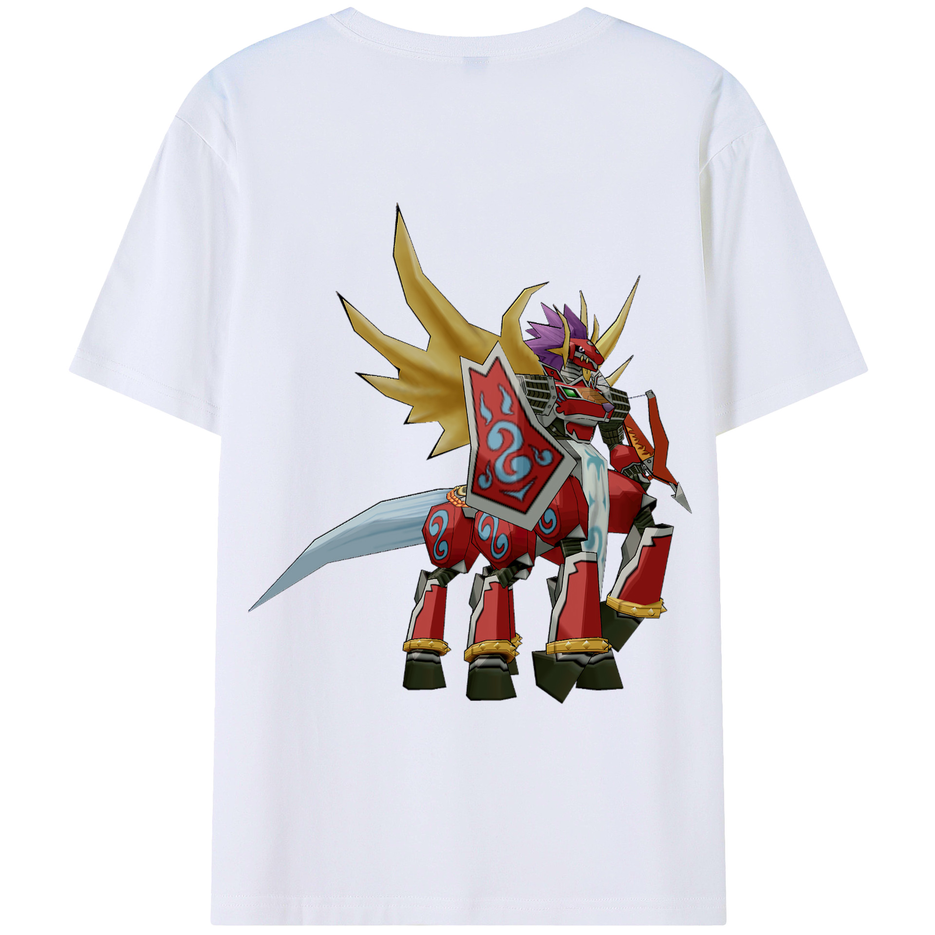 （画像用） Digimon デジタルモンスター/デジモン 綿100％ メンズ半袖Tシャツ（バックプリント） 通気性