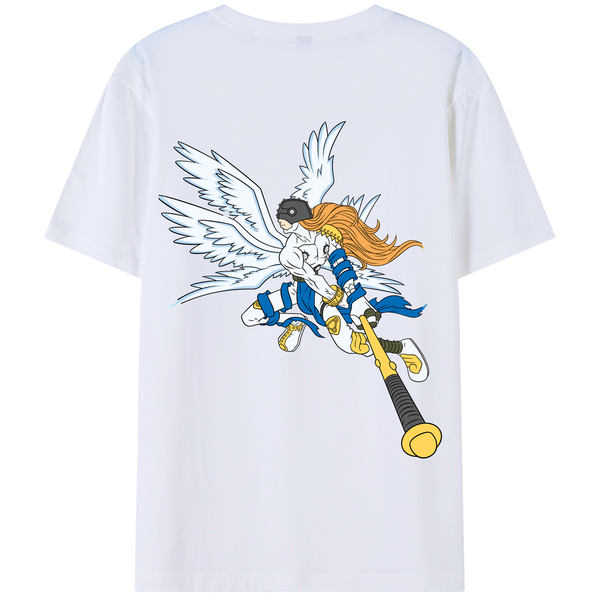 （画像用） Digimon デジタルモンスター/デジモン 綿100％ メンズ半袖Tシャツ（バックプリント） 通気性