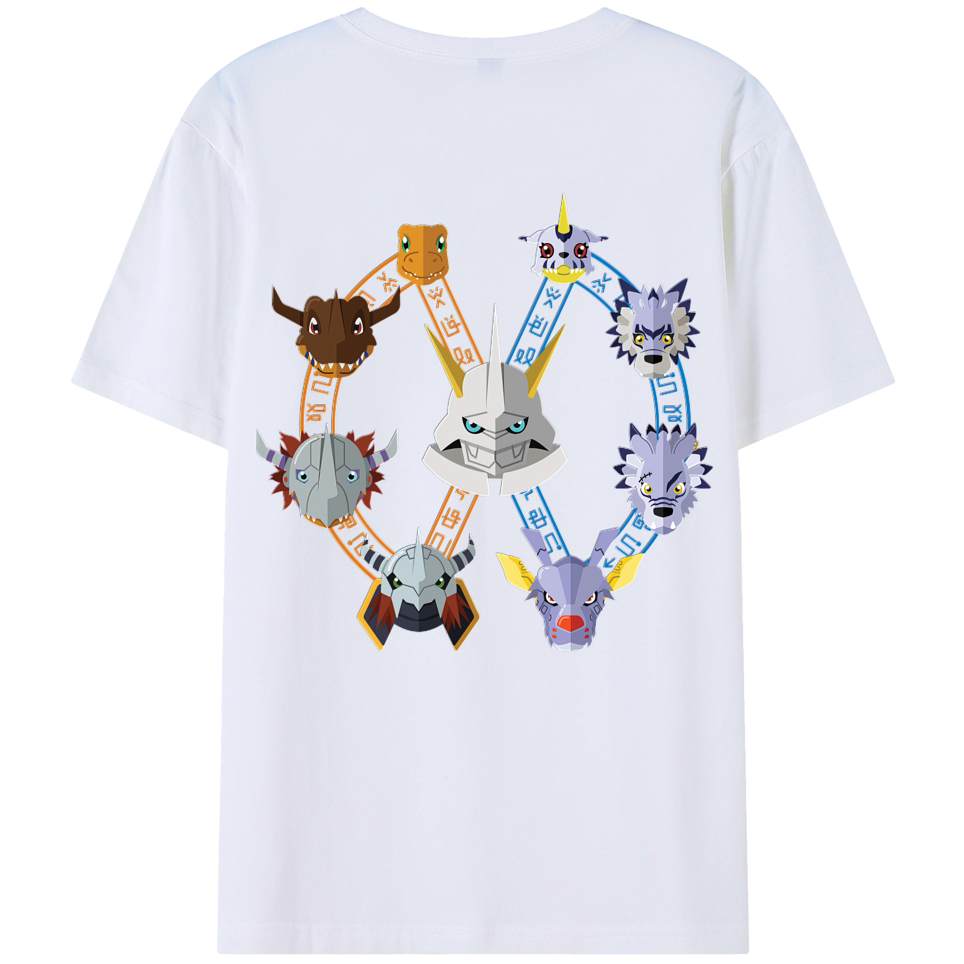 （画像用） Digimon デジタルモンスター/デジモン 綿100％ メンズ半袖Tシャツ（バックプリント） 通気性