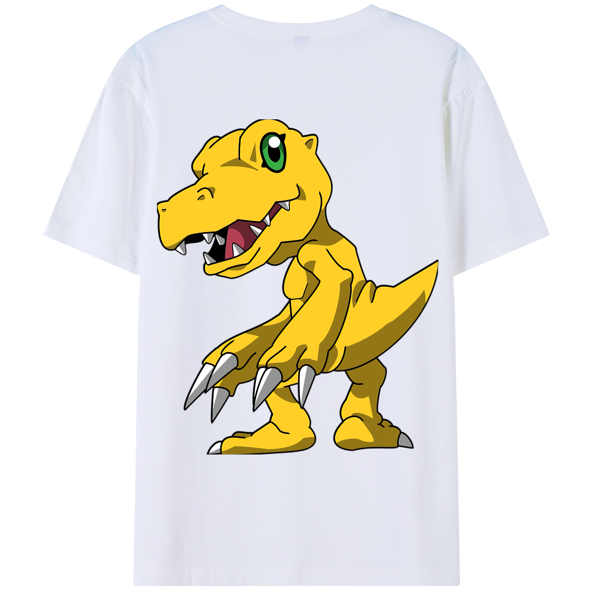 （画像用） Digimon デジタルモンスター/デジモン 綿100％ メンズ半袖Tシャツ（バックプリント） 通気性