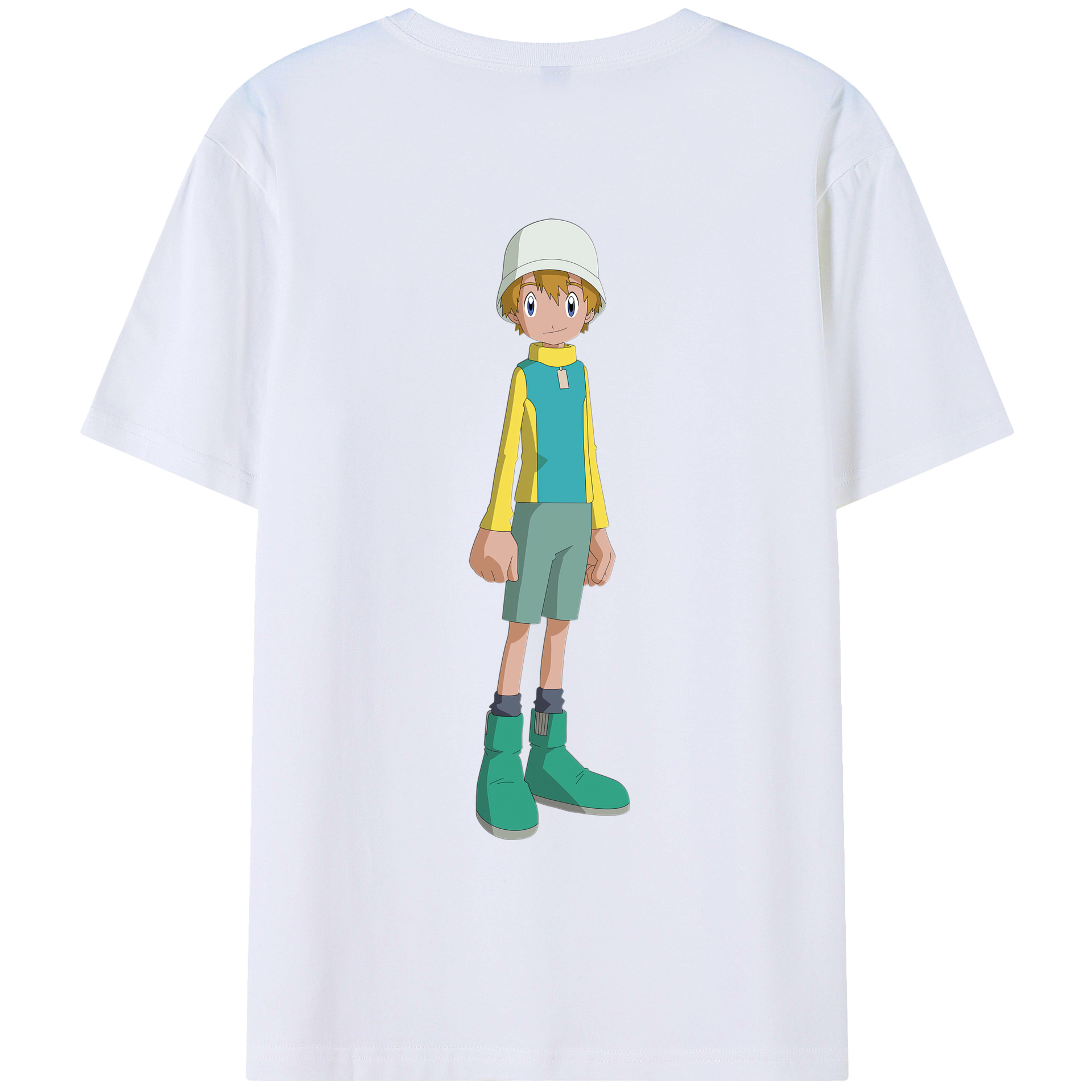 （画像用） Digimon デジタルモンスター/デジモン 綿100％ メンズ半袖Tシャツ（バックプリント） 通気性