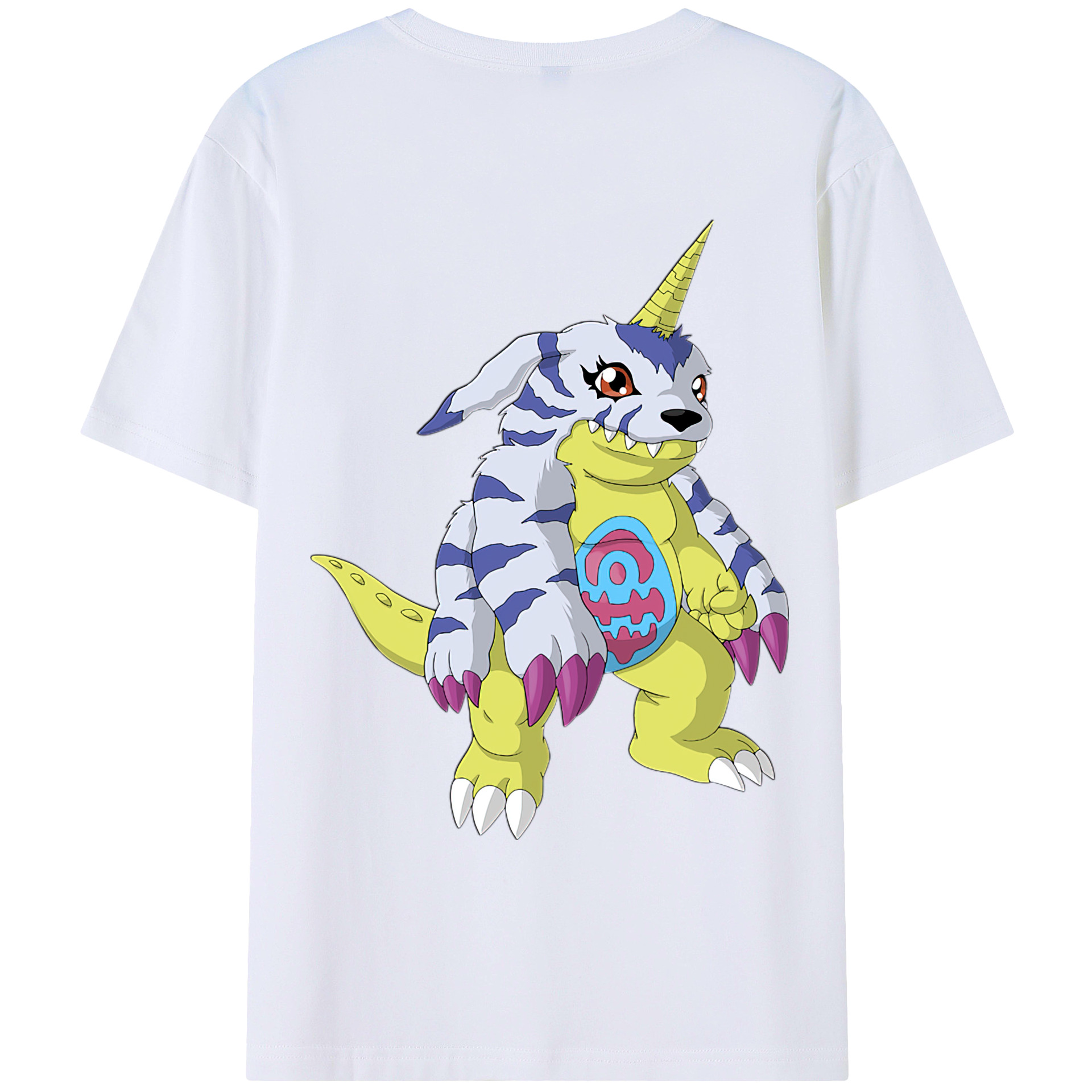 （画像用） Digimon デジタルモンスター/デジモン 綿100％ メンズ半袖Tシャツ（バックプリント） 通気性