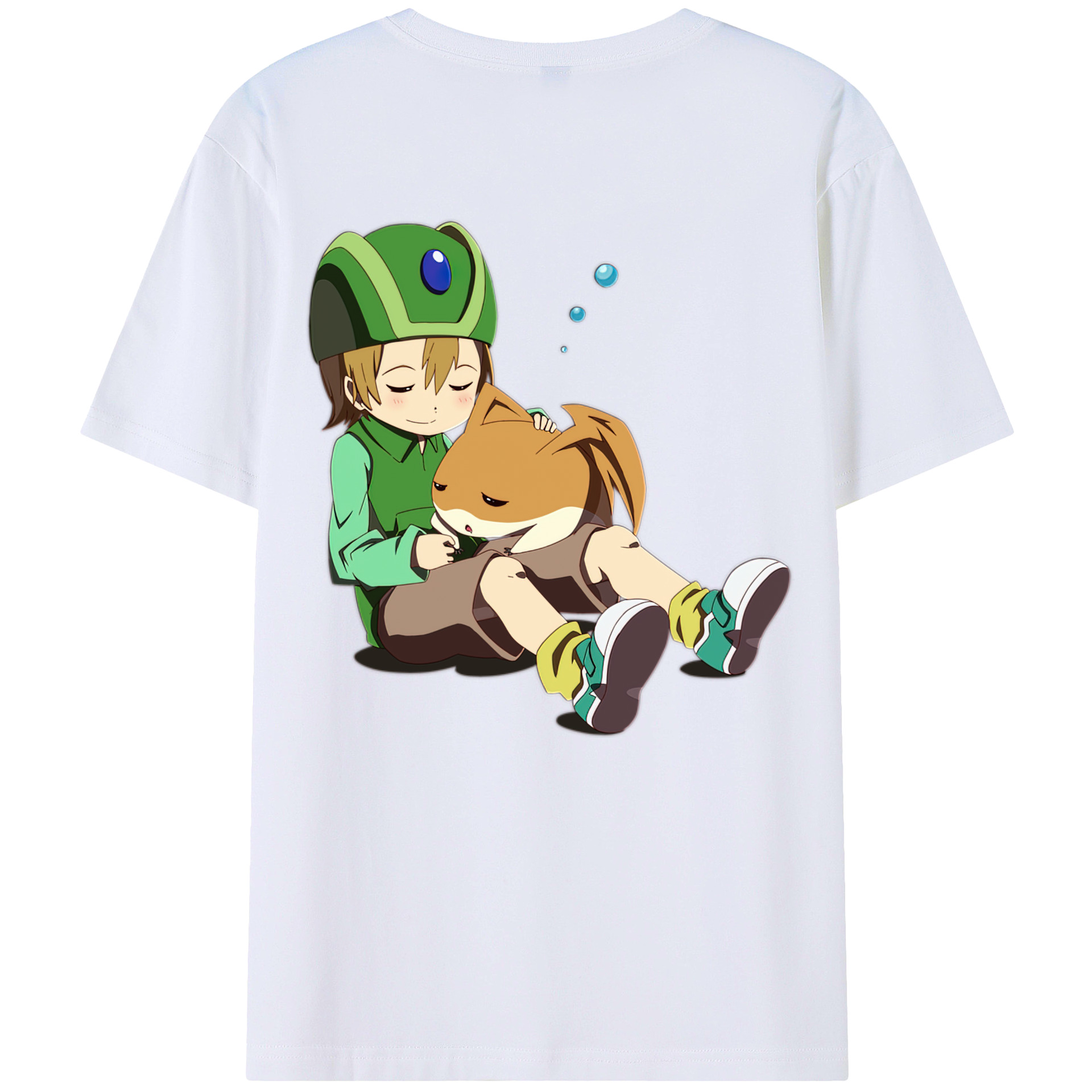 （画像用） Digimon デジタルモンスター/デジモン 綿100％ メンズ半袖Tシャツ（バックプリント） 通気性