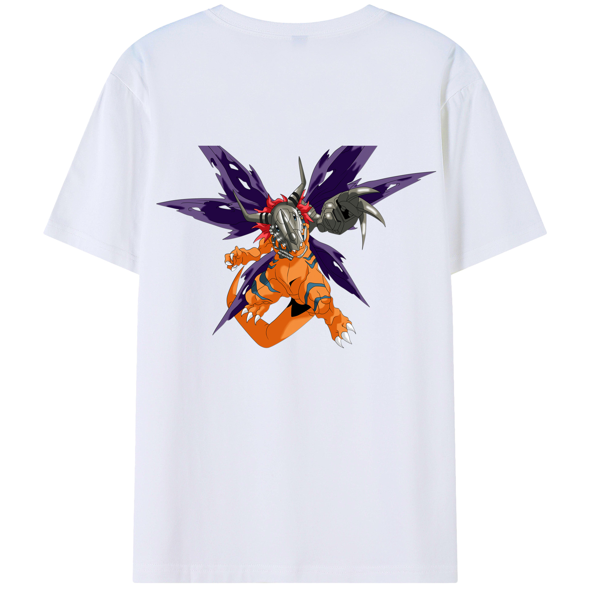 （画像用） Digimon デジタルモンスター/デジモン 綿100％ メンズ半袖Tシャツ（バックプリント） 通気性