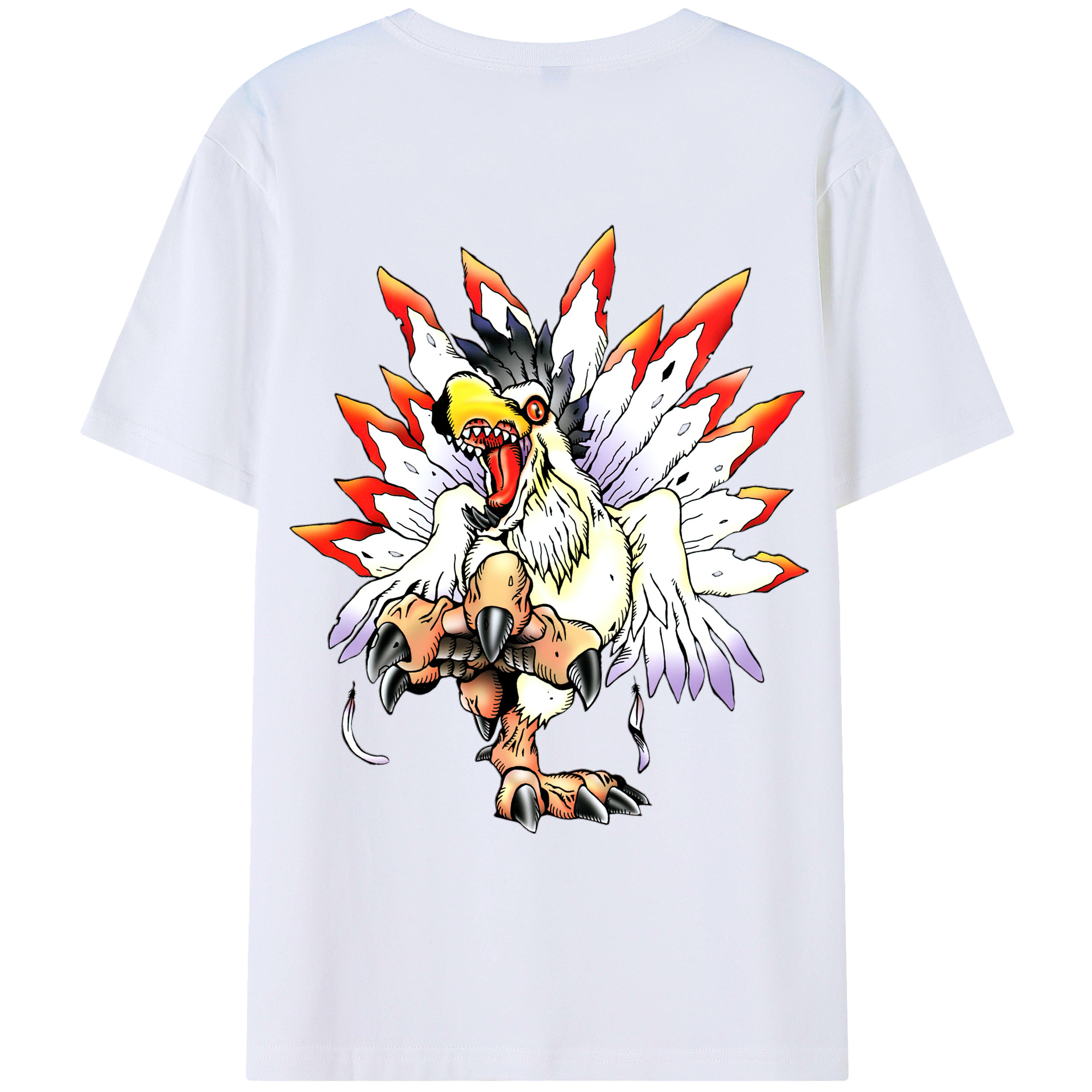 （画像用） Digimon デジタルモンスター/デジモン 綿100％ メンズ半袖Tシャツ（バックプリント） 通気性