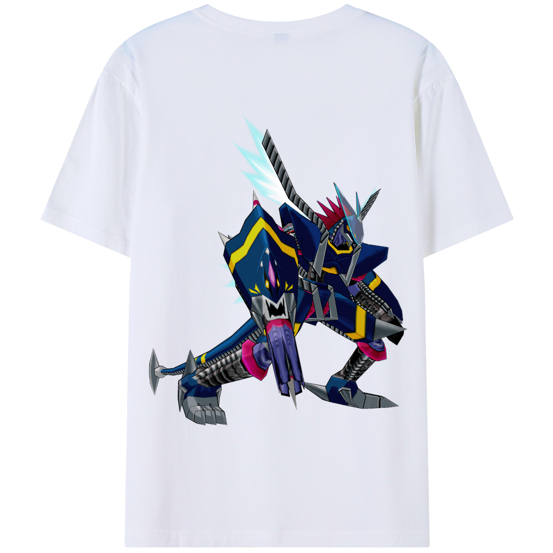（画像用） Digimon デジタルモンスター/デジモン 綿100％ メンズ半袖Tシャツ（バックプリント） 通気性